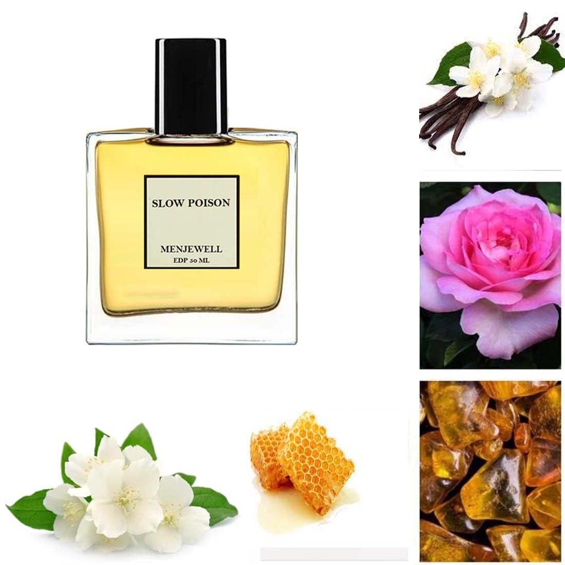 Menjewell Luxury Slow Poison Eau De Parfum Perfume with Amber, Jasmine and Vanilla | Premium, Long Lasting Fresh and Powerfull Fragrance for Women, 50Ml