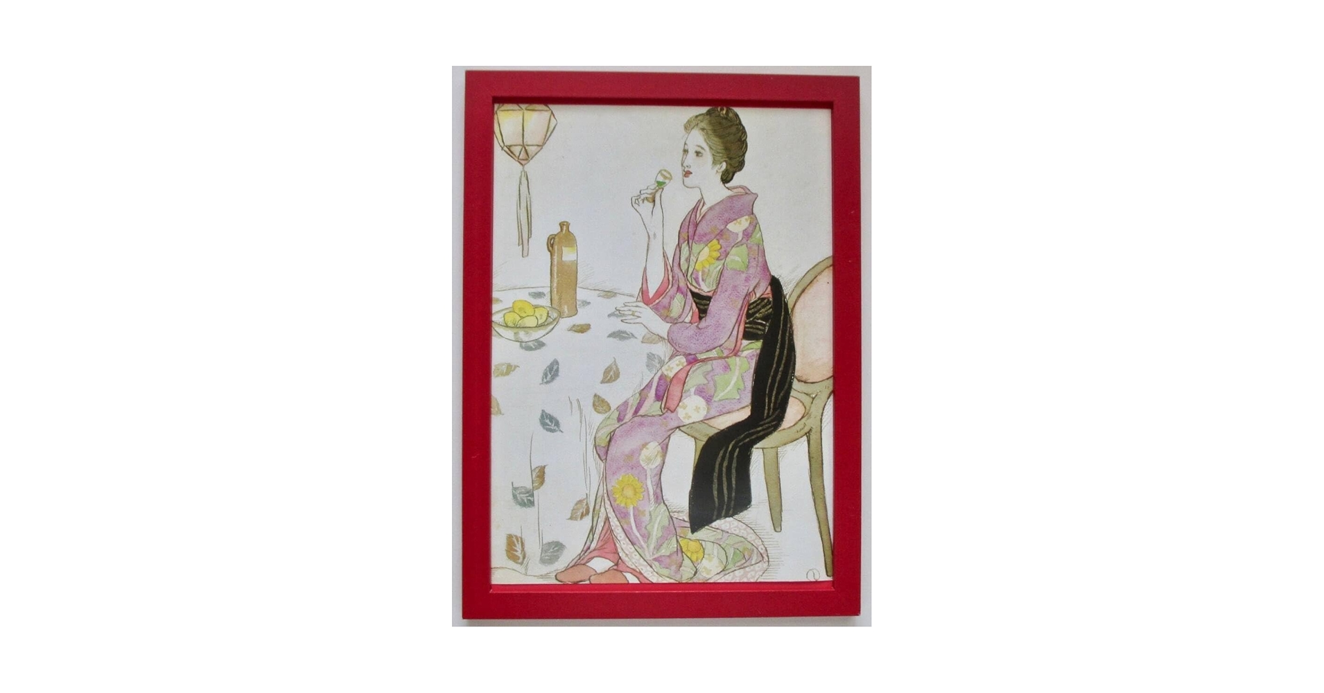 竹久夢二 長崎十二景 阿片窟 長春樓 ・額装・肉筆水彩画・印刷や写真ではない 竹久夢二 長崎十二景 阿片窟 長春樓 ・額装・肉筆水彩画・印刷や