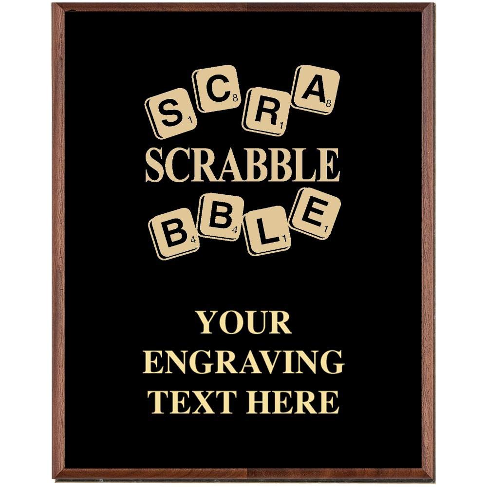 Game Night Plaques, Custom Engraved Scrabble Board Games Trophy Plaque Award, Great Customizable Scrabble Awards Prime