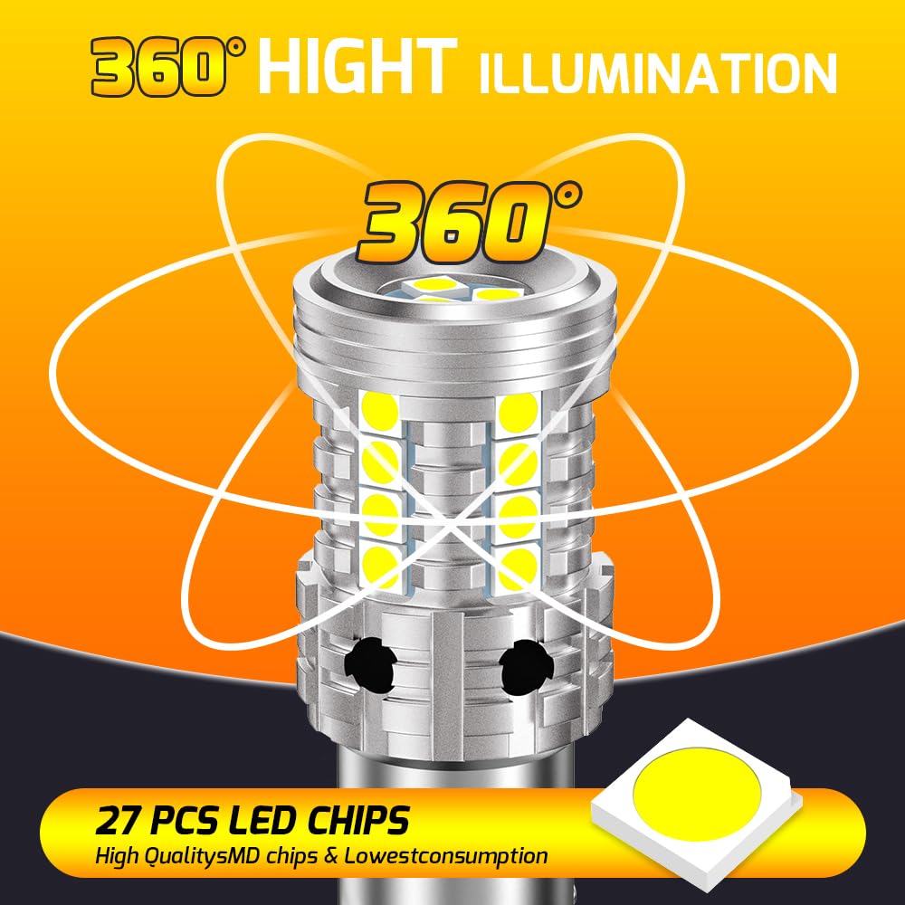 2Pcs lampadine LED 1156 bianche per luci di retromarcia, 7507 P21W BA15S Lampadina Canbus senza errore Anti Hyper Flash Lampadina di ricambio per luci di retromarcia 12-24V 27SMD 28W 4000LM