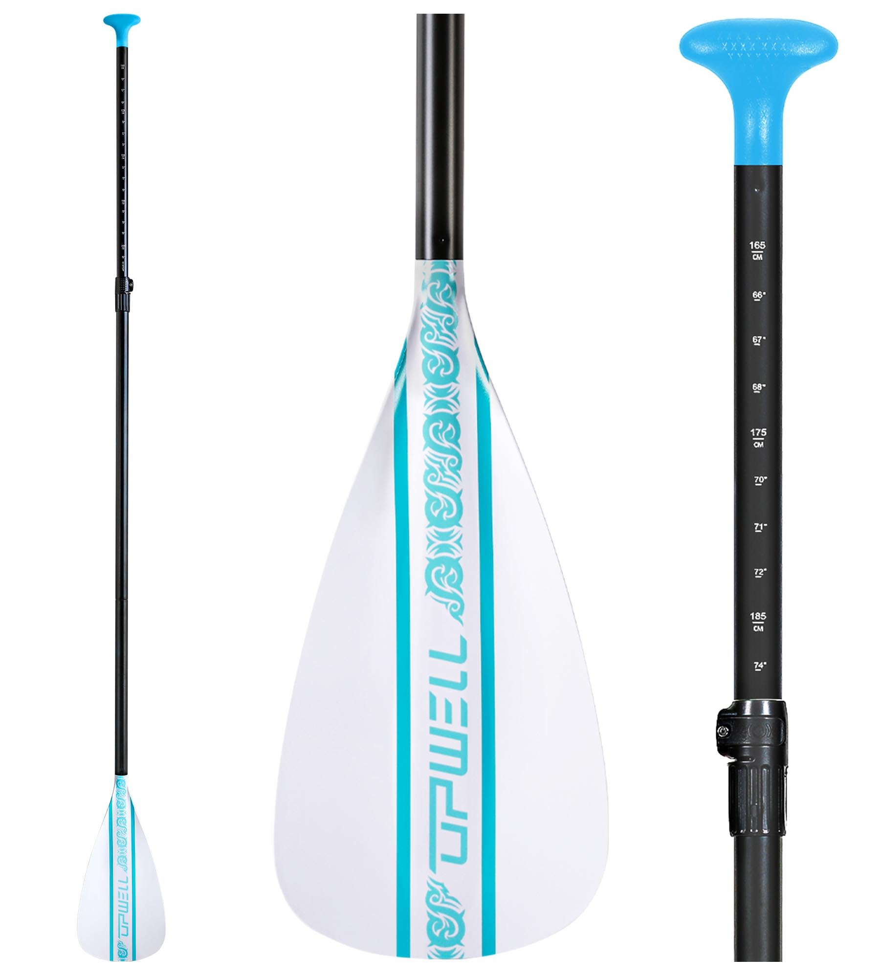 UPWELL SUP-Paddel, verstellbares Stand-Up-Paddel für Paddleboard, Schaft aus Aluminiumlegierung mit verstärkter Fiberglas-Klinge
