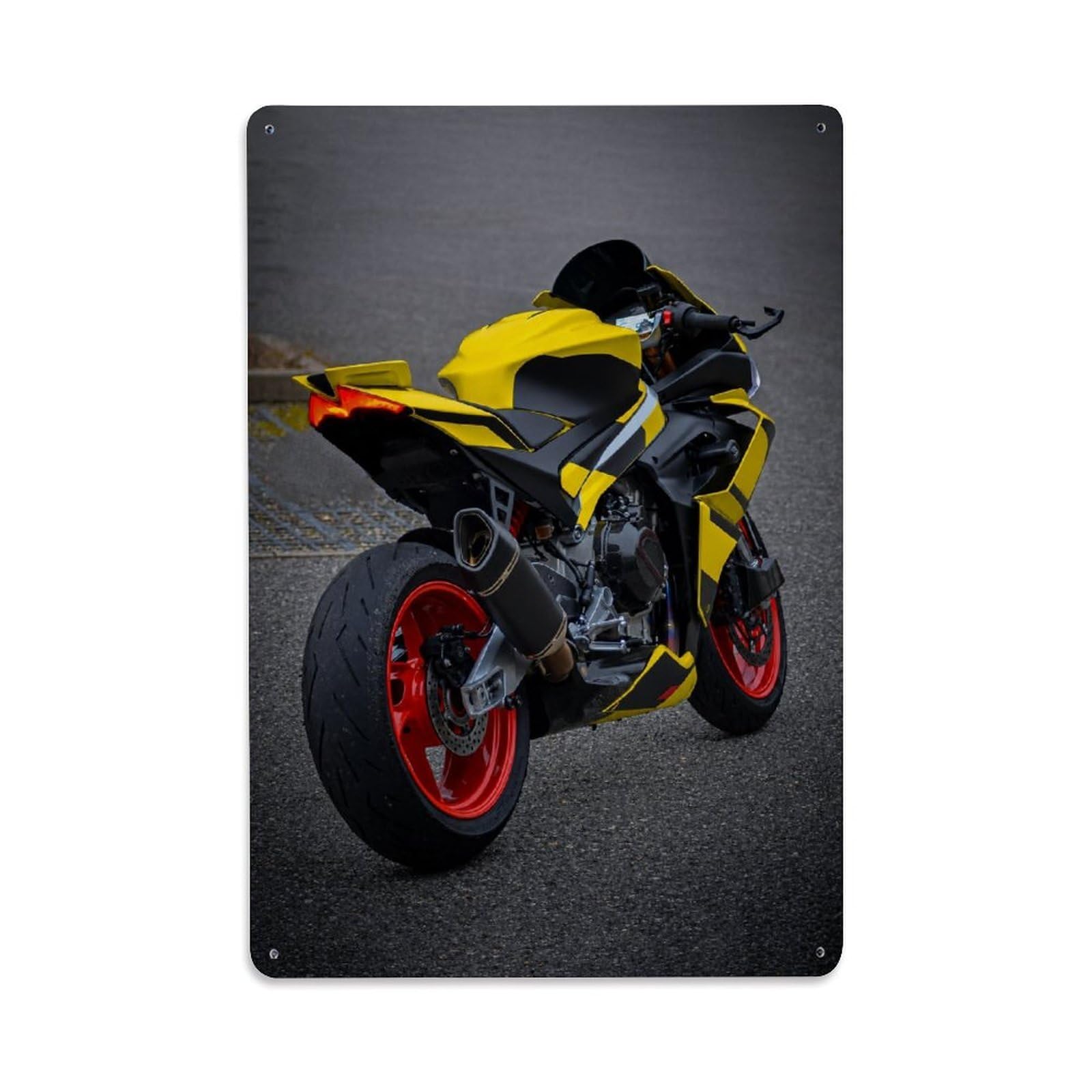 Sportbike Rs 660 Motorcycle Racing Motorsport Performance Metal Tin Sign Plaque Wall Decor for Cafe, Man Cave, Club Bar, Office, Home Garden Round Metal Poster 8x12Inch