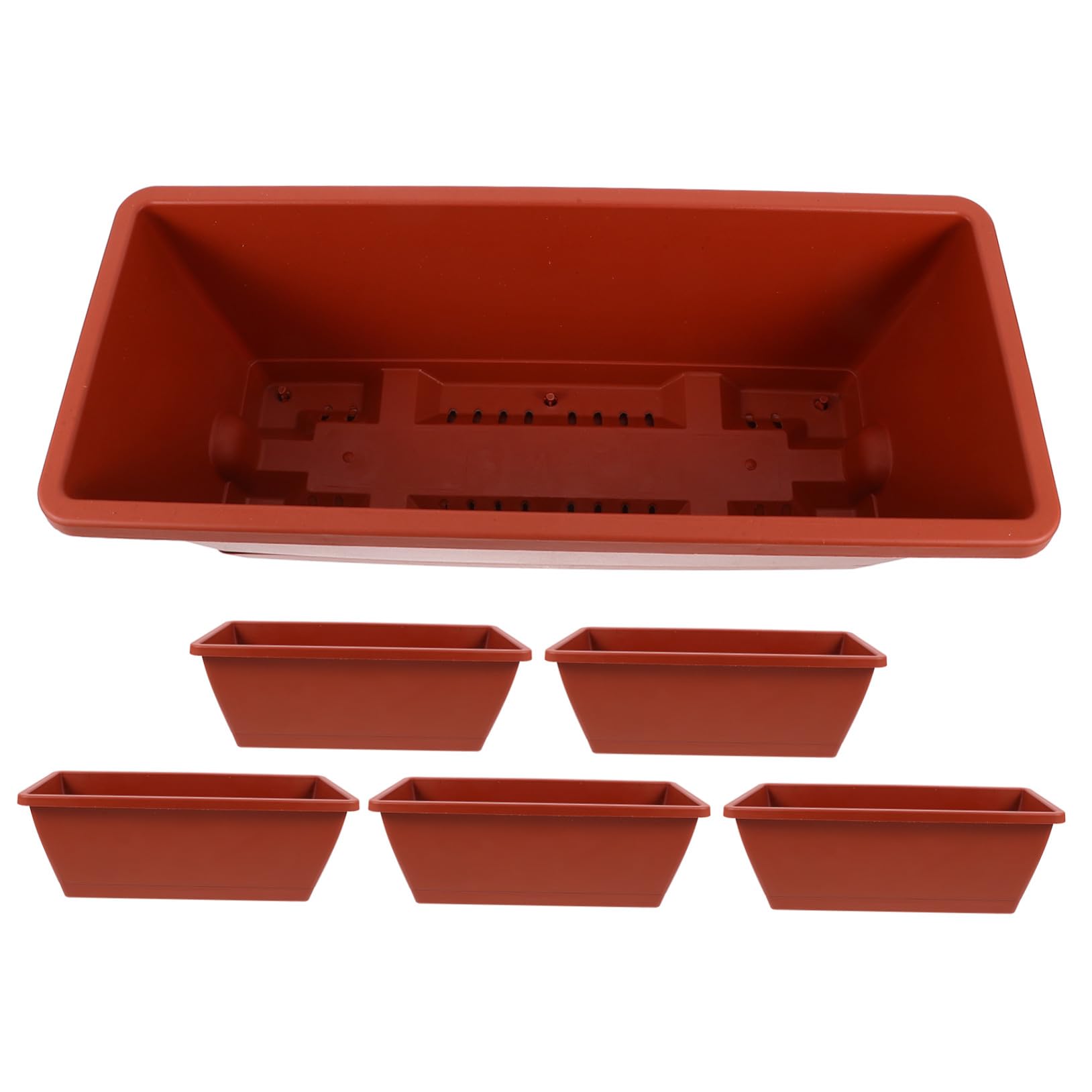 Grosse jardinière rectangulaire en plastique avec trous de drainage (lot de 6)