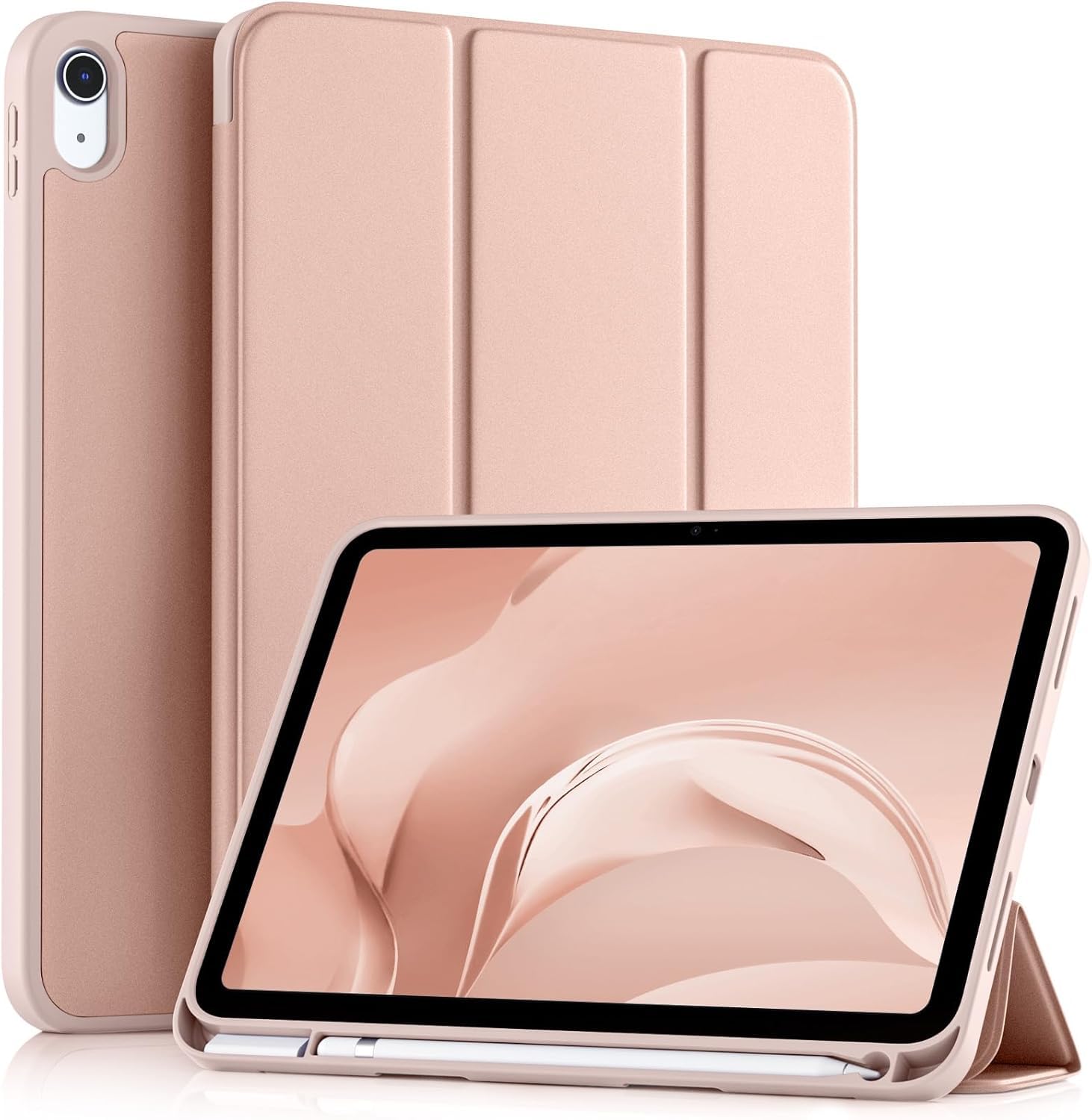CERLINK Case for iPad (A16) 11th/10th Generation (2025/2022)-Auto Sleep/Wake Cover Pencil Holder Soft Flexible Case Recoil Series for Apple iPad 10th/11th Gen (Pink)-image-13