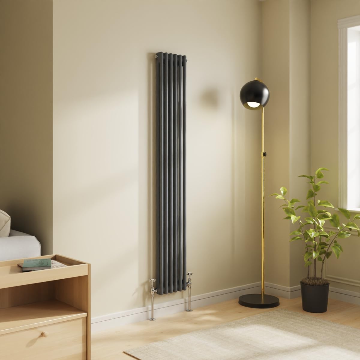 NRG 1800x290 Traditional Colosseum Cast Iron Bathroom Radiator Anthracite 2 Panel โ image 1