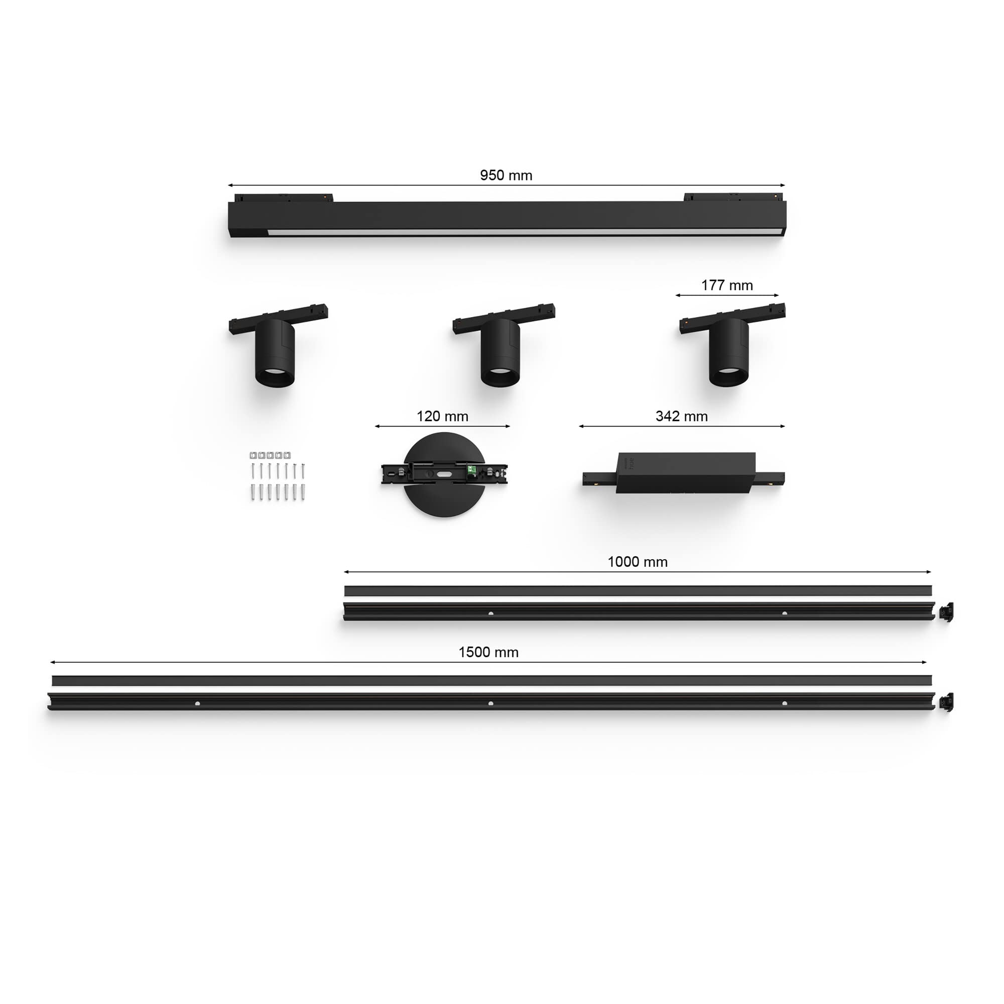 Philips Hue - Perifo Iluminación en carril Luz Blanca y de Colores - Set carril 271,5cm y 3 focos (negro) - Anclajes incluidos