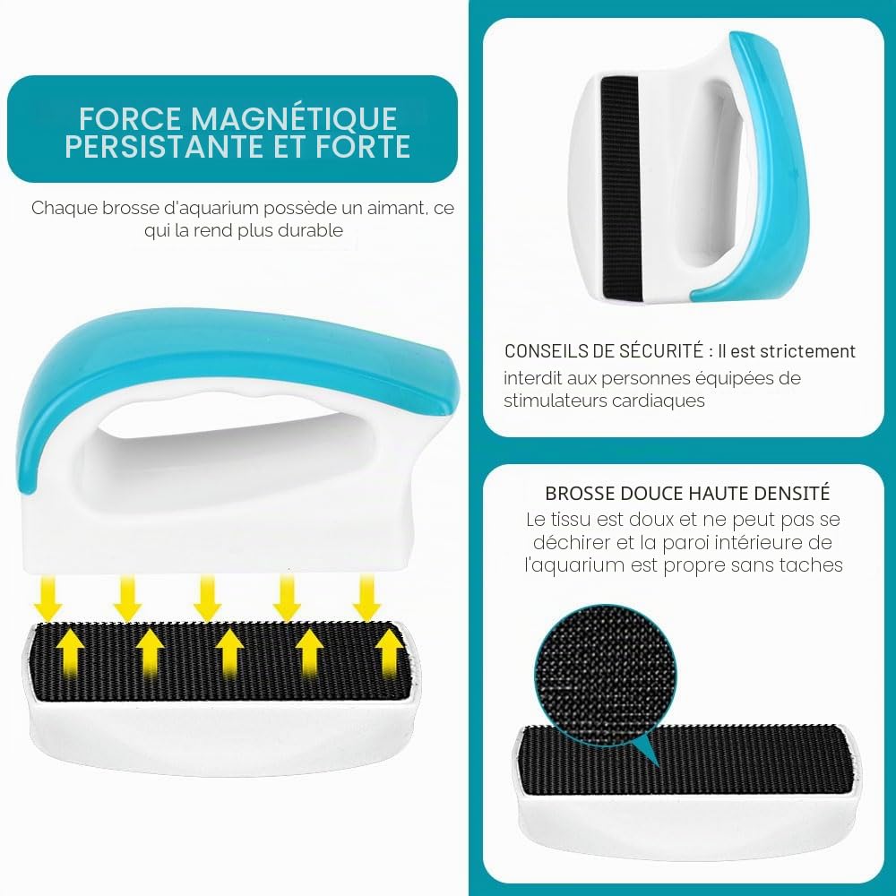 Flintronic Aimant de Nettoyage pour Aquarium, Brosse de Nettoyage Magnétique, Lave Vitre Magnétique, Nettoyeur Verre Fenêtre pour Masion, Aquariums, Bocal Poisson