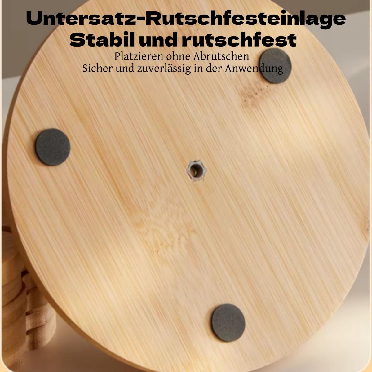 Kleeblatt Bambus Topfuntersetzer mit Ständer hitzebeständig (Groß 4 Stück + runder Sockel)