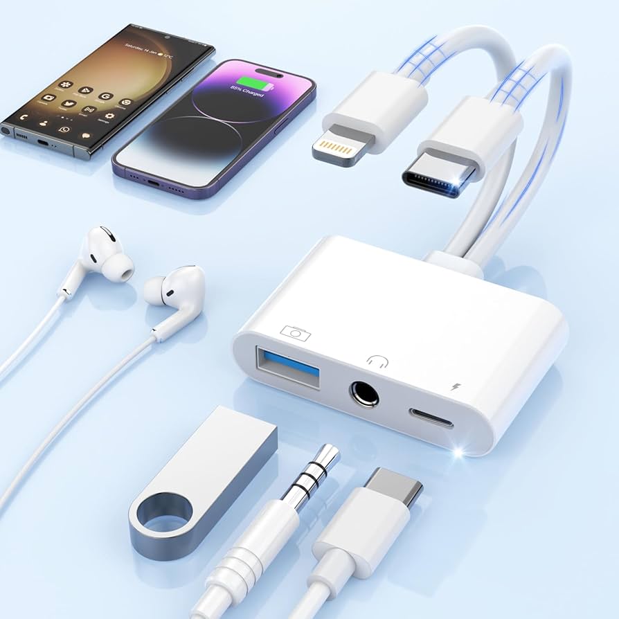 Amazon.co.jp: 【2025 MFi認証品】2in1 Type-C/Lightning-3.5mm