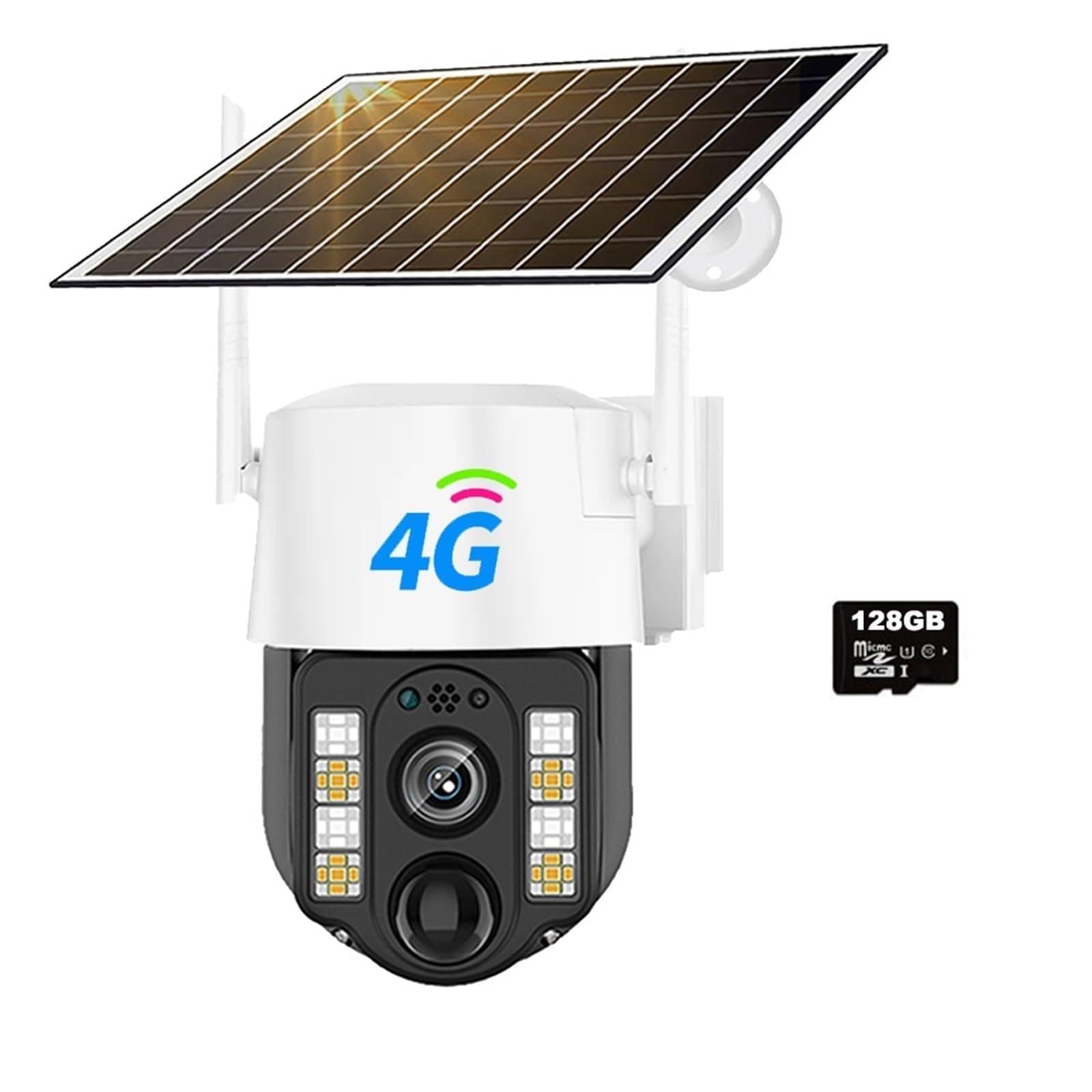JVDDI 4G/WiFi Solar Camera Outdoor Waterproof IP Camara PIR Human Detection CCTV Security Protection Built In Battery With Solar Panel(4G Cam 128G Card)