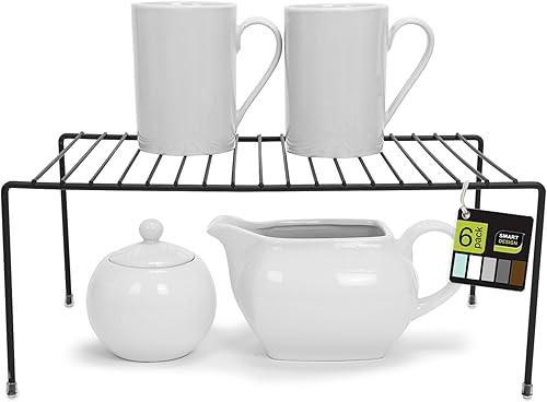 Smart Design Estante de almacenamiento para gabinete, juego de 6, mediano, 8.5 x 13.25 pulgadas, pies antideslizantes, marco de metal de acero,