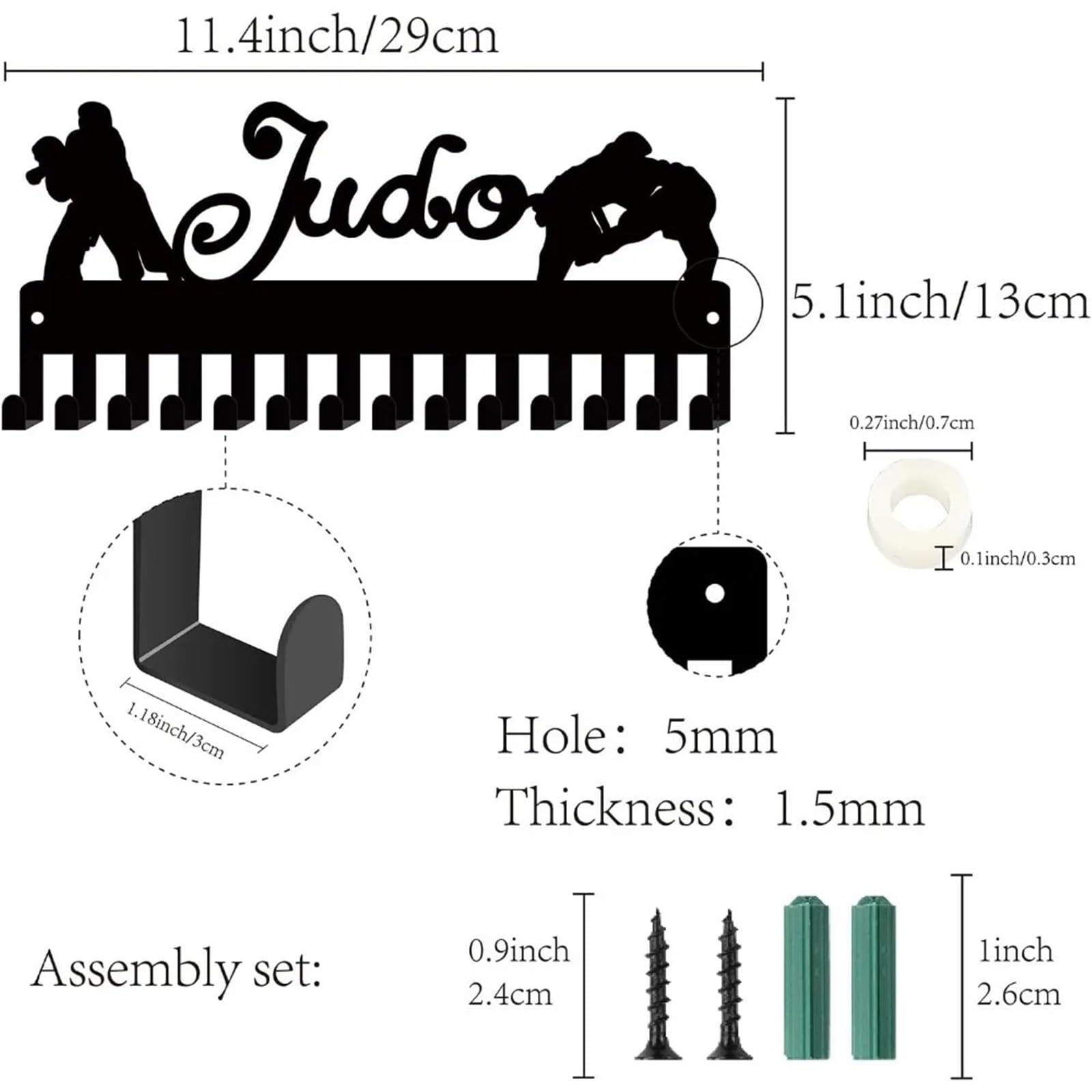 RJLP Ständer FüR Medaillen Medaillenaufhänger, Medaillenhalter, Rack for Sport, Metall, for Aufhängen von Auszeichnungen, kleine Halterung, Dekor mit 20 Haken for Wand-Heimabzeichen FüR TrophäEn