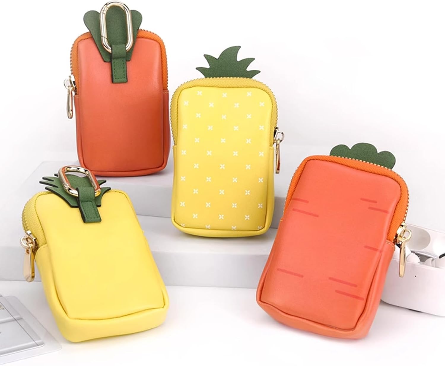 Leather Hand Sanitizer Case For Noshinku 0.67FL. OZ., Portable Mini Zippered Pouch fit for Travel, Cute Fashion Accessory with Snap Hook, Orange Carrot(Bag Only) - Image 7