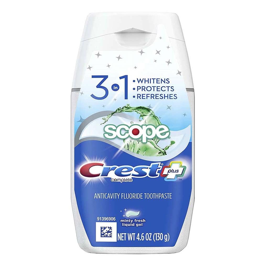Crest Pls Scp White Liq F Size 4.6Z Complete Tartar Cntrl Whitening W/Scope Liq Gel Toothpaste Mint Frsh