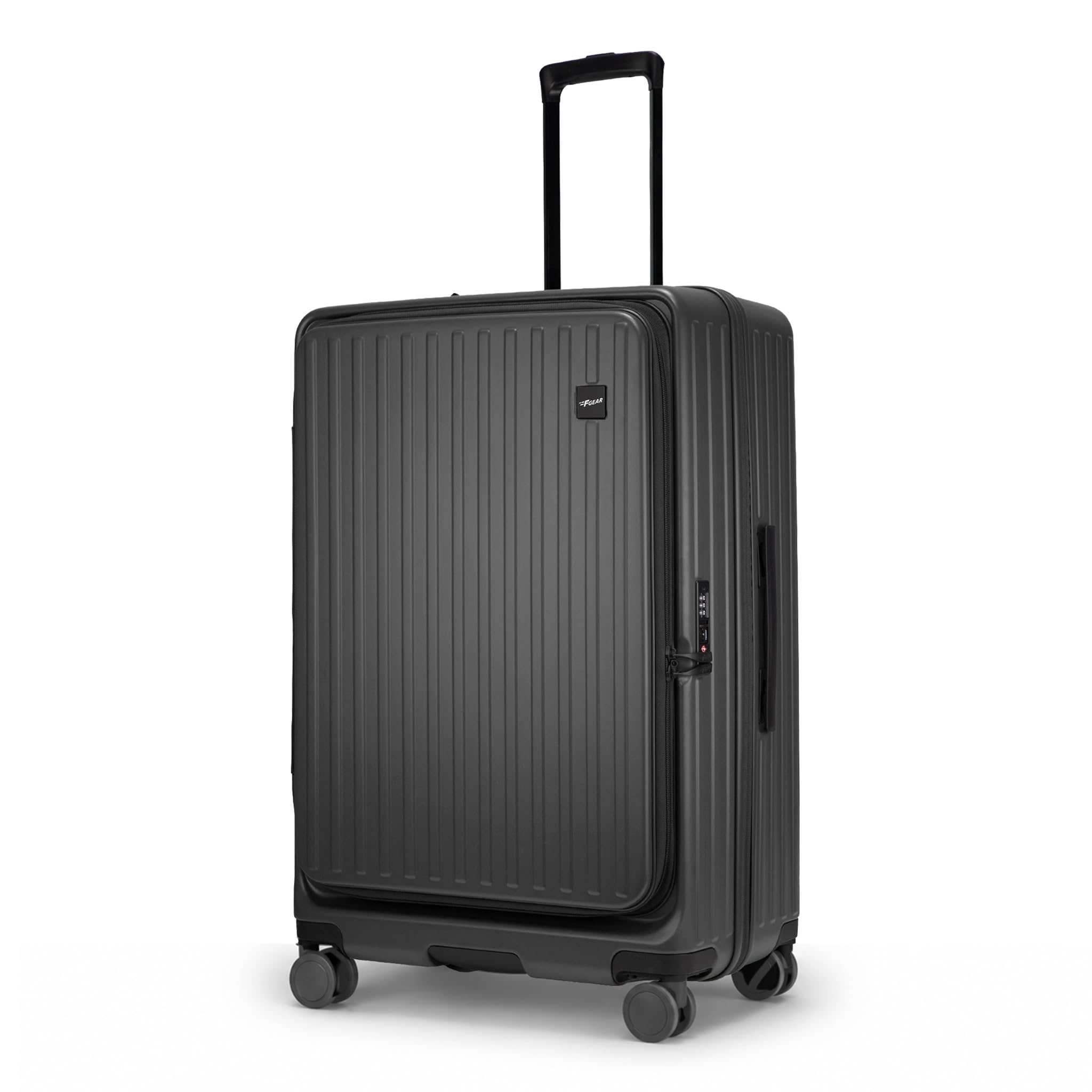 Montreal Large 76cm German Polycarbonate Hard Luggage|8 Japanese Hinomoto Silent Wheels|Expandable Check-in Front Opening Suitcase for Travel| Anti-Theft Zipper, TSA 007 Lock (Steel Grey)