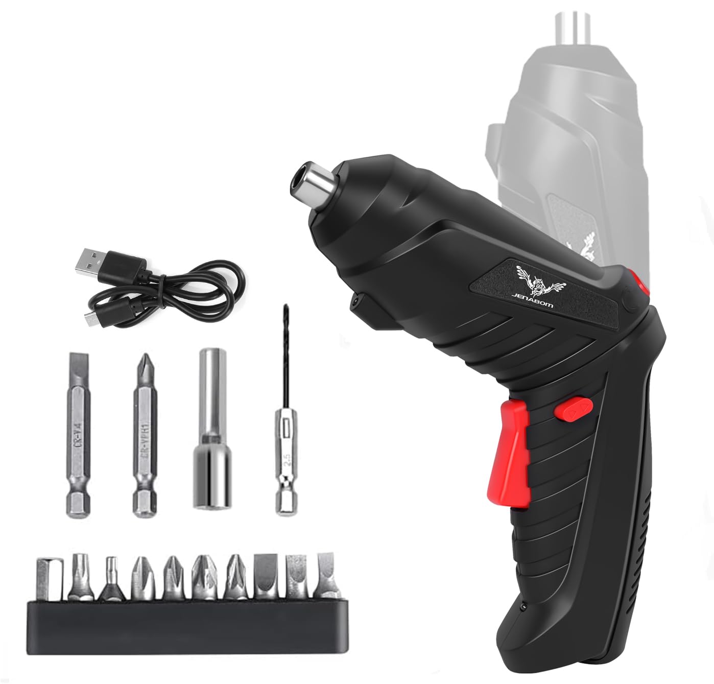 JENABOM 16 in 1 Electric Screwdriver Cordless Rechargeable Small Power Drill Set 3 6V Li-ion 3 5Nm Max