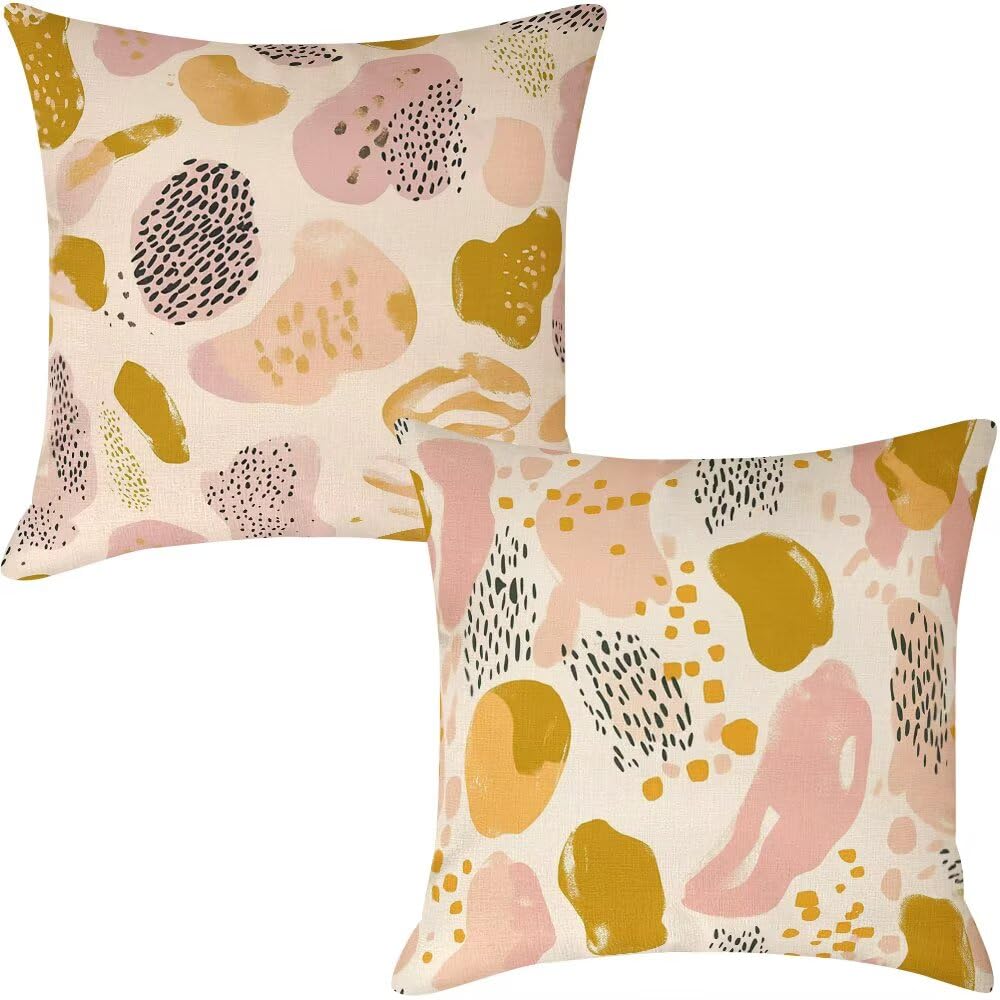 Federe Cuscini da Esterno Impermeabili 65x65 Astratto Copri Cuscini per Divano Moderno Federa Cuscino Arte Decorativi Copricuscini per Divano Giardino Patio Soggiorno Copricuscino Set di 2 (IU385)
