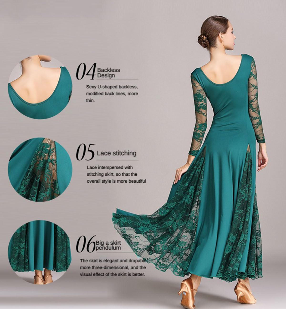 EFLALYHG Abito da Ballo Moderno da Donna, Ballo Moderno, Valzer, cha cha, Tango, Spettacolo di Danza, Costume da Competizione di Danza Professionale
