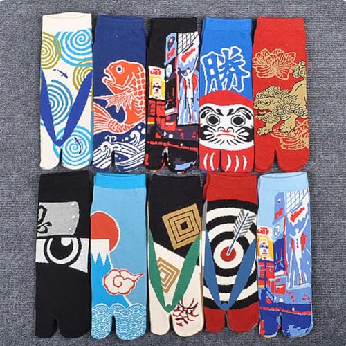 FANCYPUMPKIN Japanese Style Split Toe Cotton Socks Kimono Sandal Tabi Ninja Geta Socks Geisha Socks for Men2