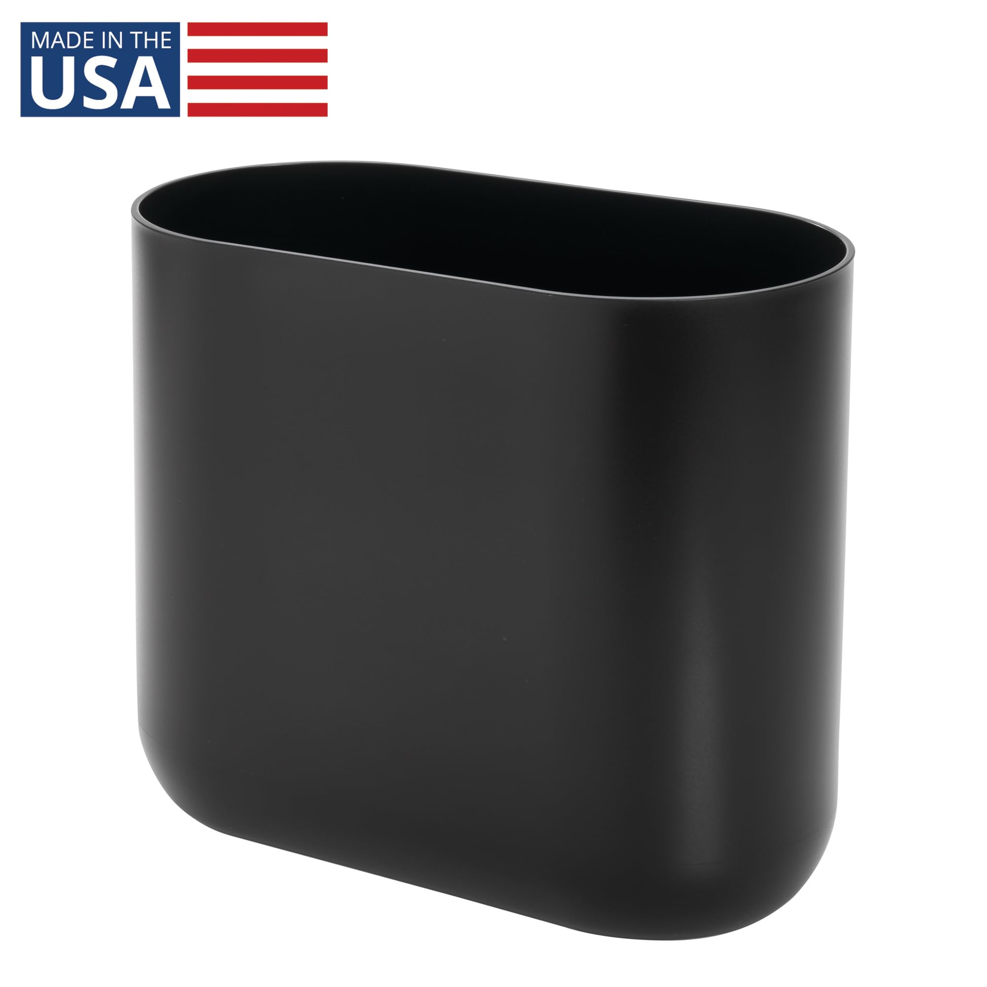 iDesign Cade Cubo de basura para el baño o la cocina, papelera pequeña de plástico, negro, 26,8 cm x 14,0 cm x 24,8 cm