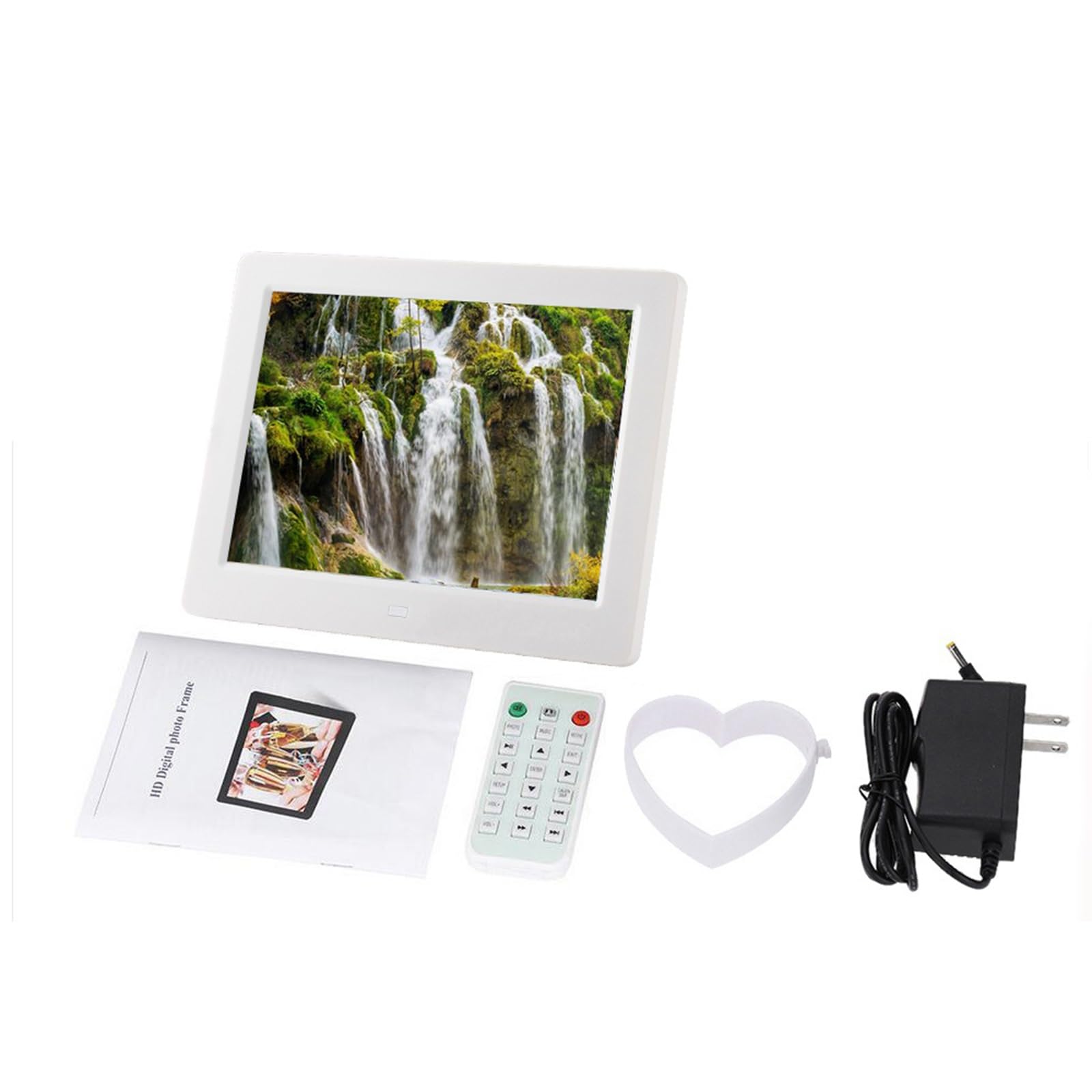 8 Zoll 4:3 quadratischer digitaler Bilderrahmen mit Anzeige von Fotos, Musik, Video-Player, Kalender, automatischem EIN-/Aus-Timer (Color : Black)