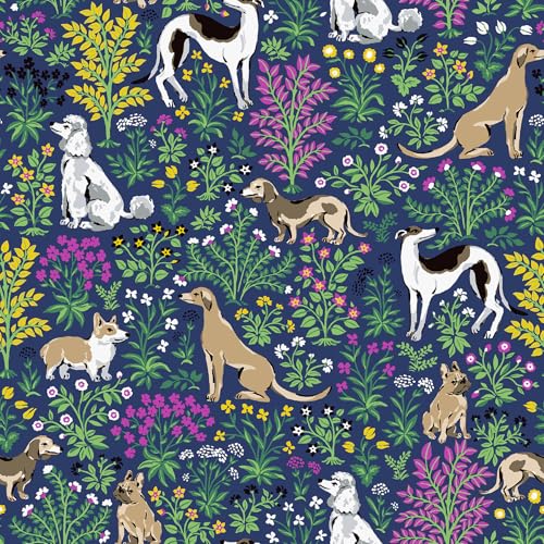 NuWallpaper x Printfresh Must Love Dogs Indigo Peel and Stick Wallpaper, PFS6378