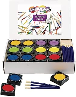 Colorations Individual Tempera Cake Classroom Pack Classroom Supplies for Arts and Crafts Multicolor Variety Pack, Model:TEMPAK, Blue,Green,Multicolor,Orange,Purple,Red, 36 Piece Set