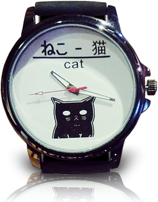 Zoooom ネコ 柄 アナログ 腕 時計 動物 イラスト ユニーク デザイン 文字盤 ウォッチ 猫 アニマル ファッション アクセサリー シンプル 文字 おもしろ 面白 カジュアル メンズ レディース 男性 女性 男 女 兼 用 ダサい ダサ 可愛い かわいい ホワイト Amazon