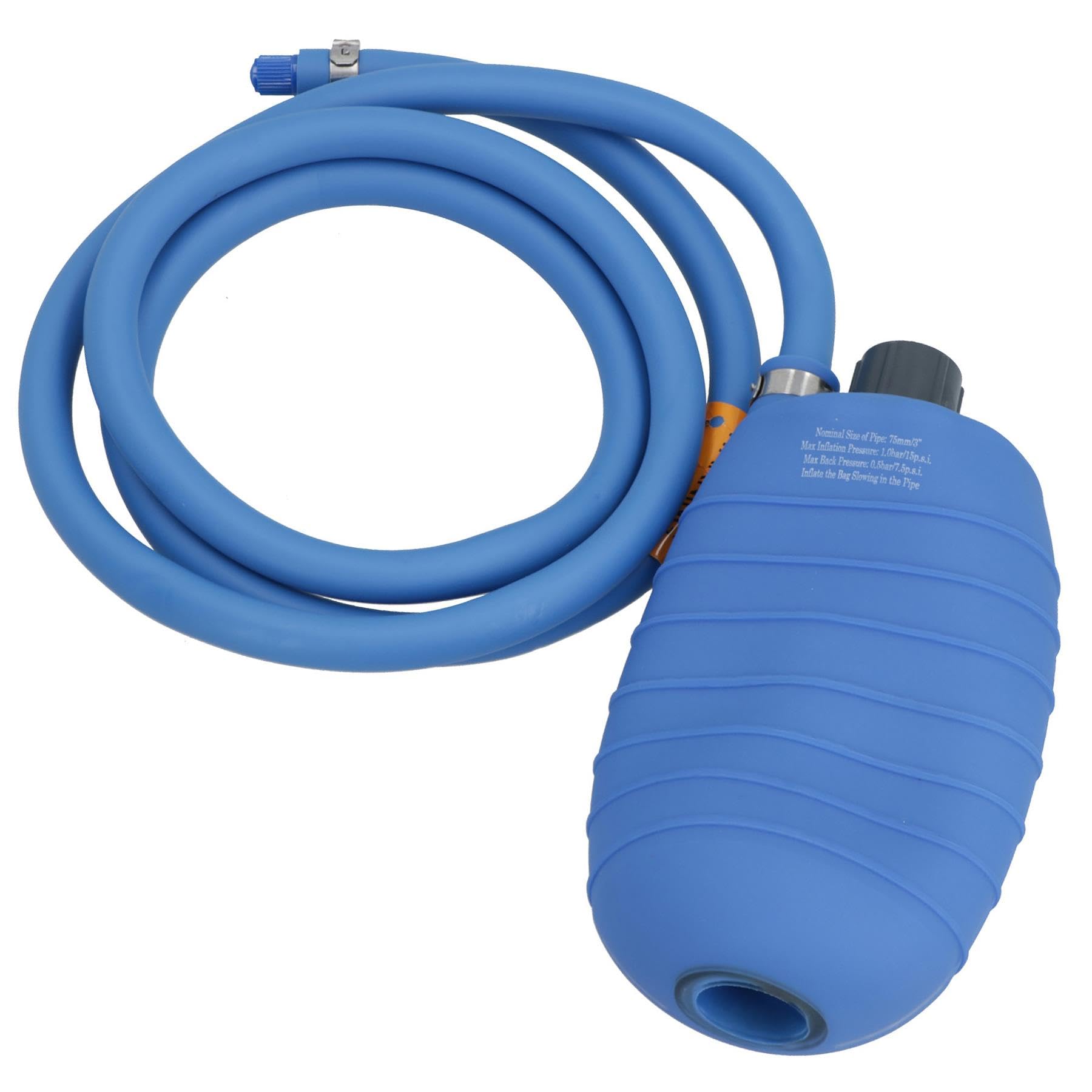 Ab Tools Blue Pvc Testing/Sealing Inflatable Air Bag 3" (75Mm) Drain Pipe Bung Plug Plumbing