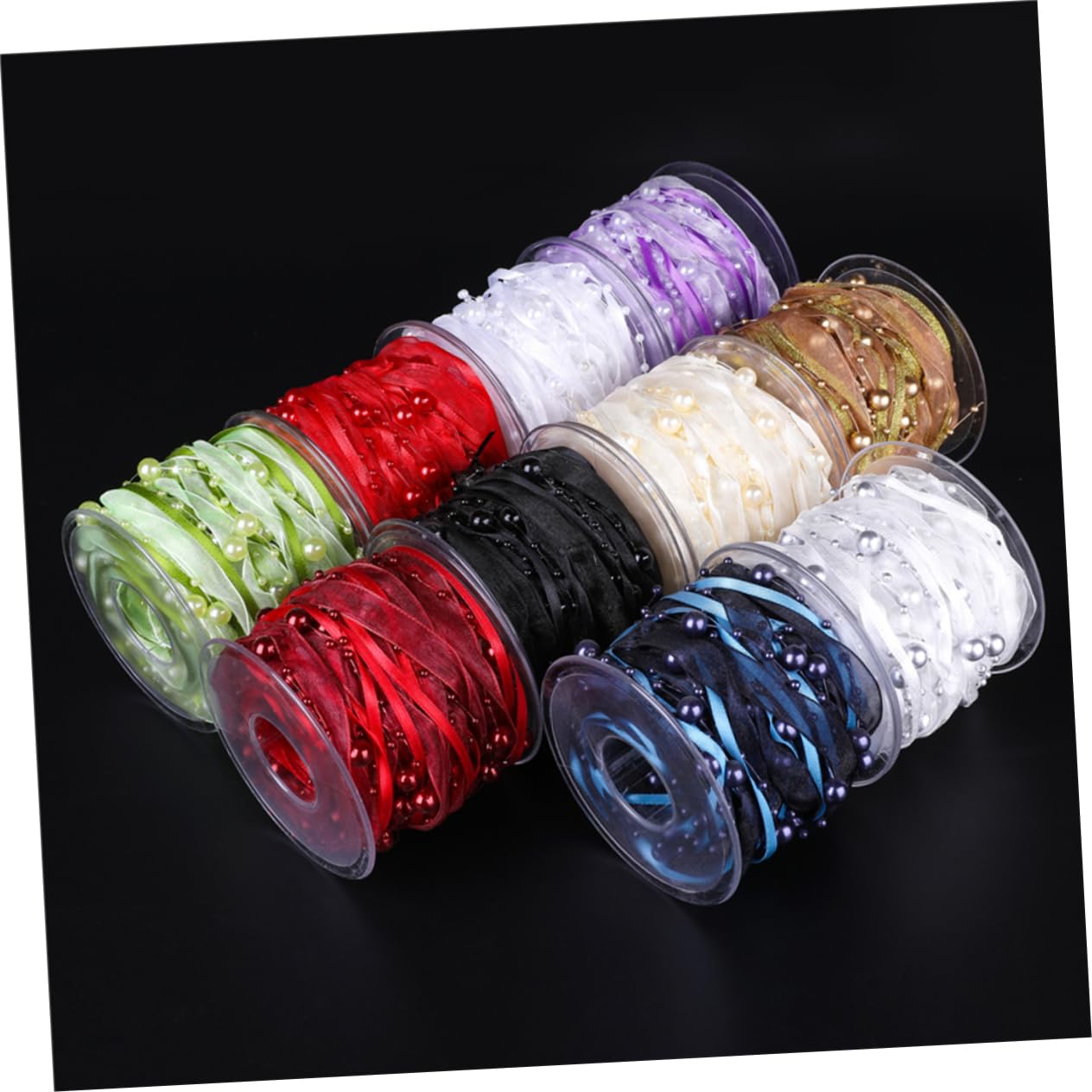 VILLCASE 3rollen Kreatives Brautstrauß-band Aus Perlen Und Satin Dekorative Hochzeits-webbing Für -partybedarf Weiß Wiederverwendbar Für Festliche Anlässe Und
