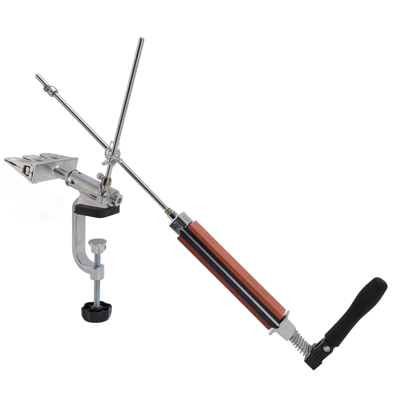 Kit affilatore ad angolo fisso Rotazione a 360 gradi Design ribaltabile Clip regolabile 4 Pietre abrasive in corindone bianco di affilatura per utensili da cucina Utensili da