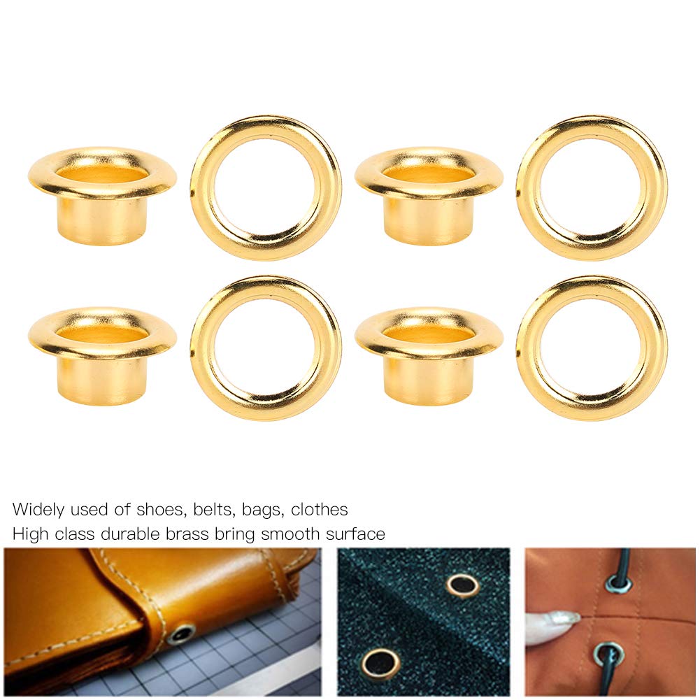 WGFOIP 200Pcs Brass Shoes Grommet, Hollow Rivet DIY Fastener for Leather Shoes Bags Clothes Accessories, Yellow - Image 4