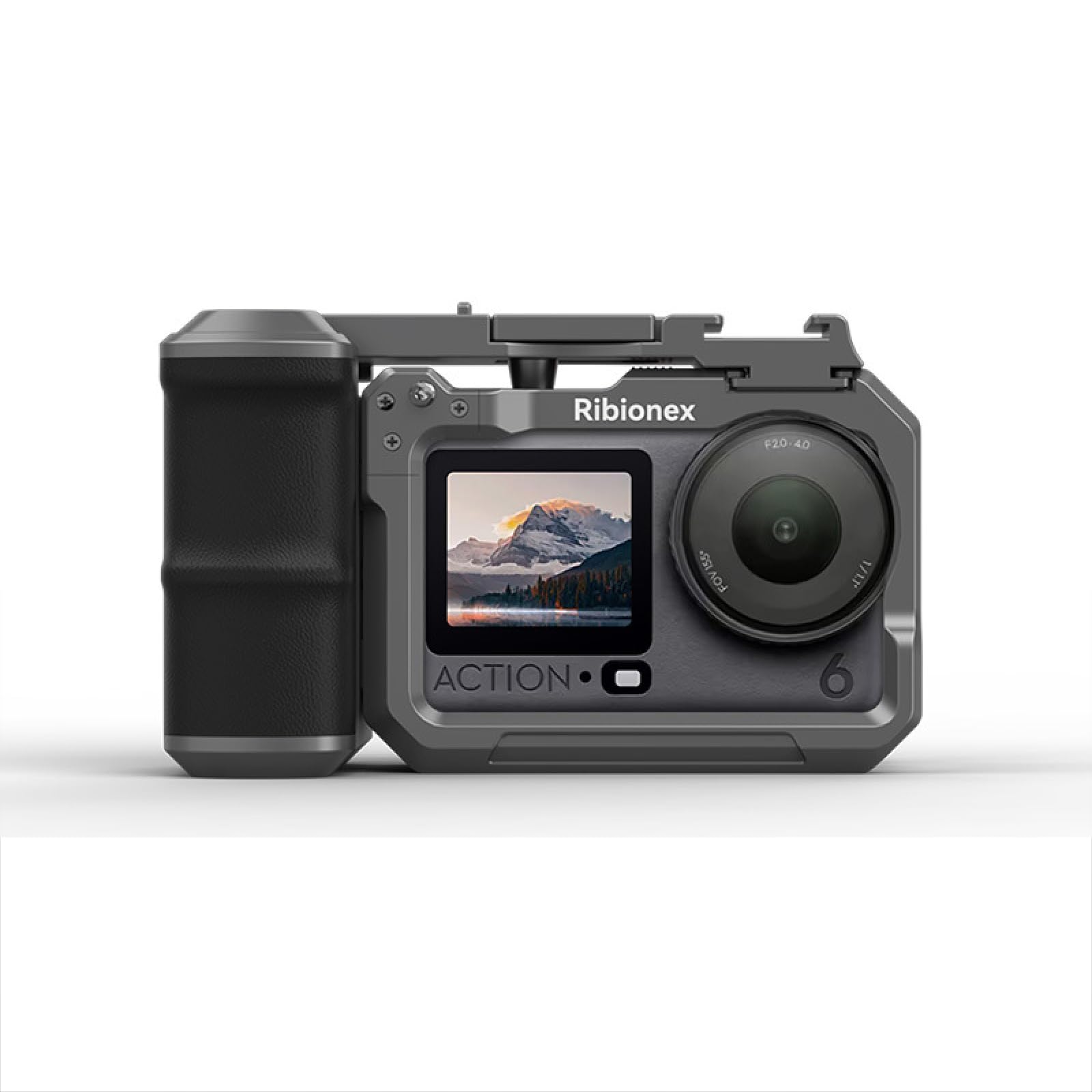 Kit de agarre de tiro callejero para DJI Osmo Action 6, funda protectora de marco de mango de disparo de calle, juego de soporte de mango de cámara para DJI Osmo Action 6 accesorios (titanio gris