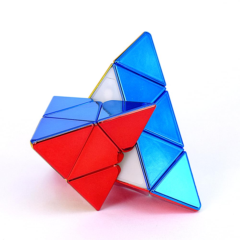 LiangCuber Metallic Mirror Reflective Pyramid Speed Cube 3x3,Stickerless pyraminx Cube Shiny Metallic Color (Magnetic Version)