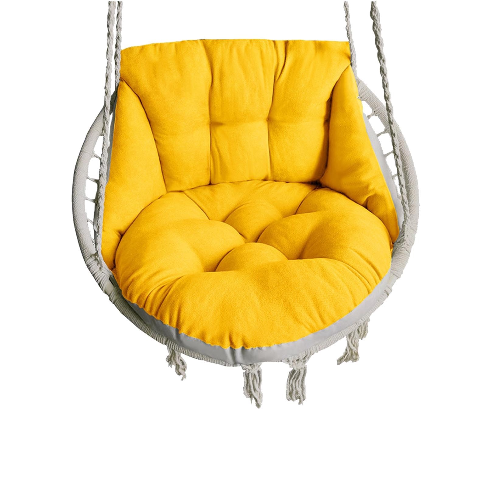 Coussin De Balancelle en Macramé, Coussin De Chaise Longue en Corde Suspendue, Coussin De Siège en Osier Et Rotin pour Chambre Véranda Terrasse Jardin(Yellow)