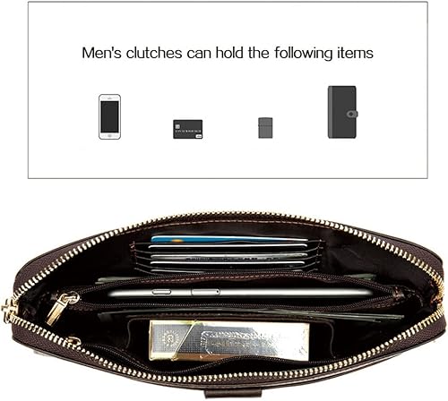 Miniatura 8 de LUYILA Bolso de mano grande de cuero largo para hombre, bolso de mano, monedero de viaje, pasaporte de negocios, funda para teléfono celular,