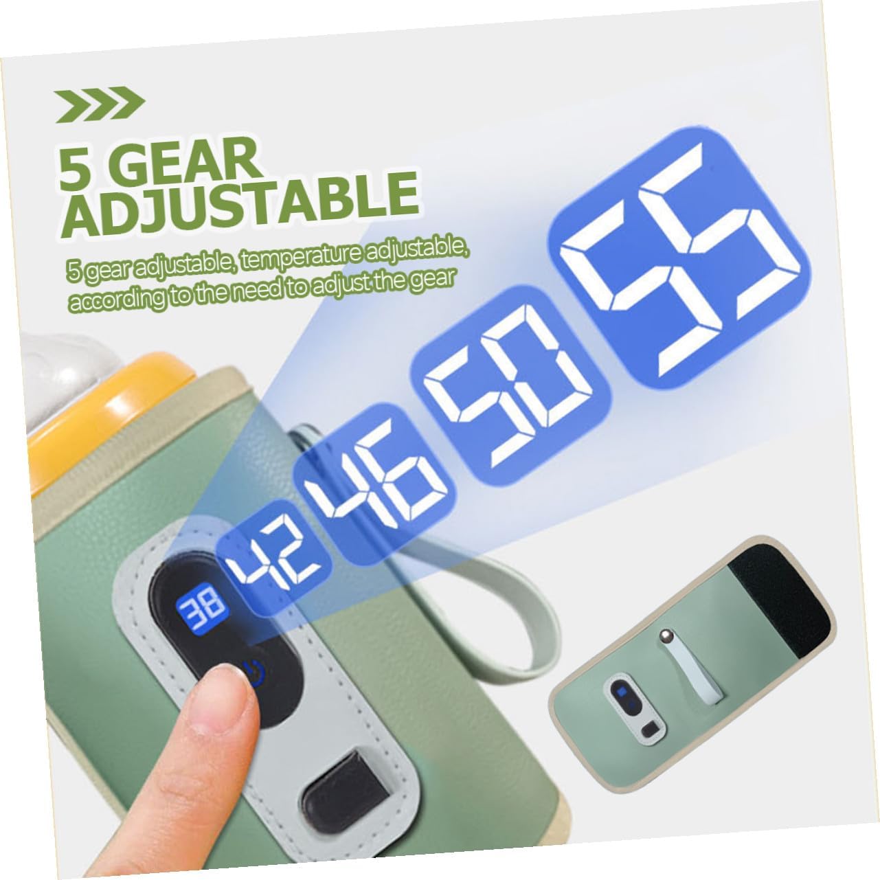 Portable Bottle Warmer with Adjustable Temperature Gears Reusable Thermal Bag for Outdoor Travel Quick and Even Heating Insulation Cover with Strap for Easy Carrying Random Color