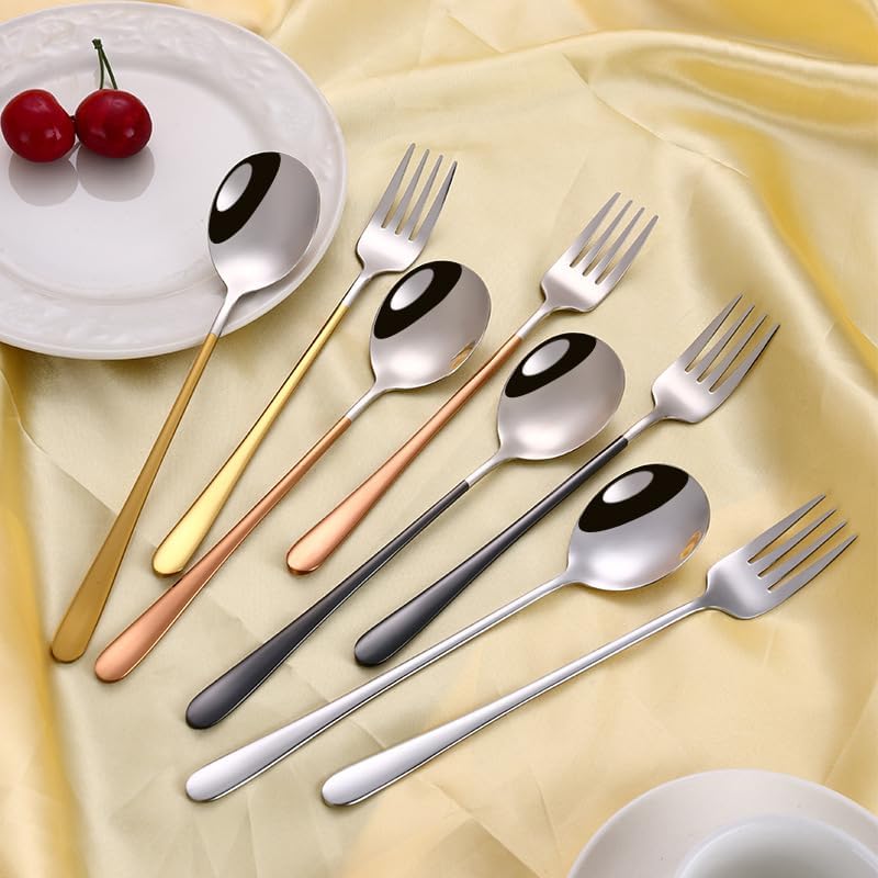 Silverware Flatware Set, 1/4/6/8/10/12 Pcs 316 Stainless Steel Forks For Home Use(Rose Gold,8Pcs)