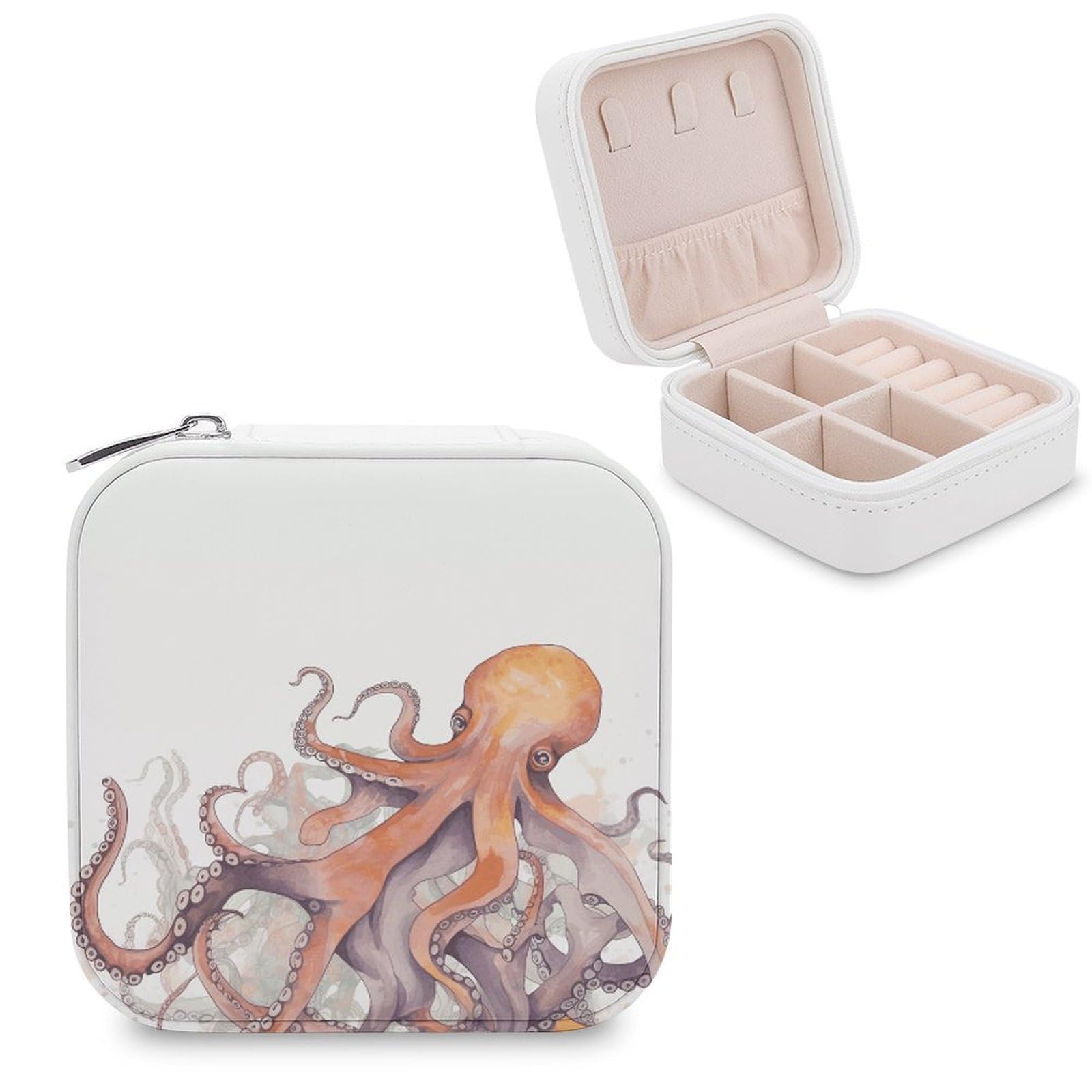 LZQPOEAS Octopus Tentacles Jewelry Box, PU Patterned Storage Case, Portable Travel Jewelry Organizer Box for Storing Rings, Pendants, Earrings, Necklaces, And Women's Specialized