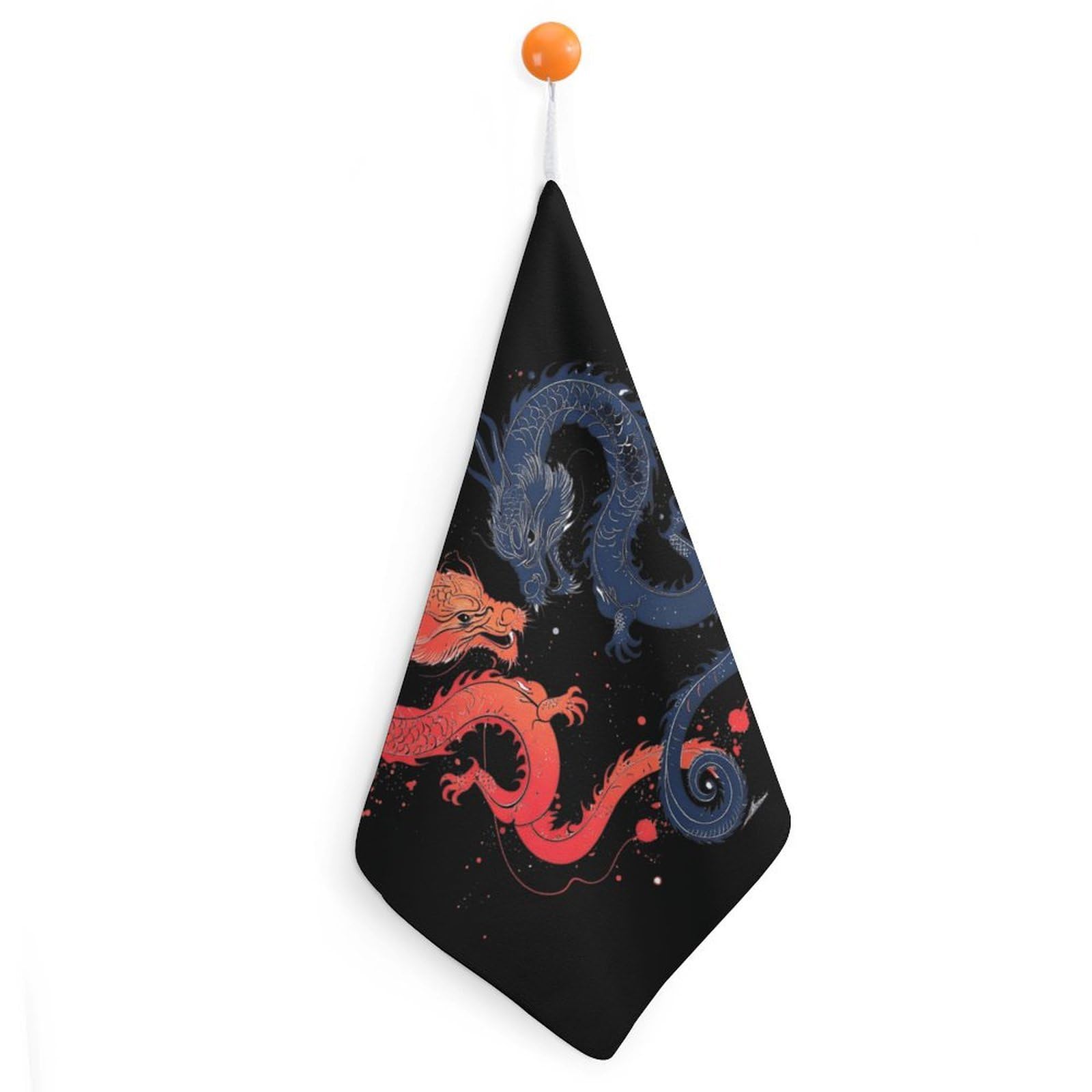CGSBNGHA Ying And Yang Japanese Dragons Hand Towel Hanging Face Towels Cleaning Cloths Handkerchief for Bathroom Kitchen