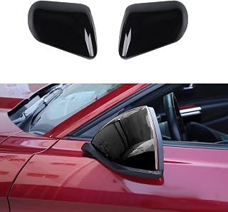 RT-TCZ Rearview Mirror Cover Trim Kit Decoration for Ford Mustang 2015 2016 2017 2018 2019 2020 2021 2022 2023 2024 (Black)