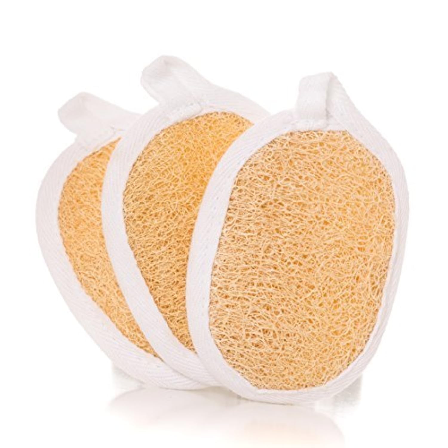 BEAUTRISTRO Set of 4 Natural Loofah Bath Sponge for Men and Women - Oval Loofah for Bathing, Bath Scrub Brush-image-40