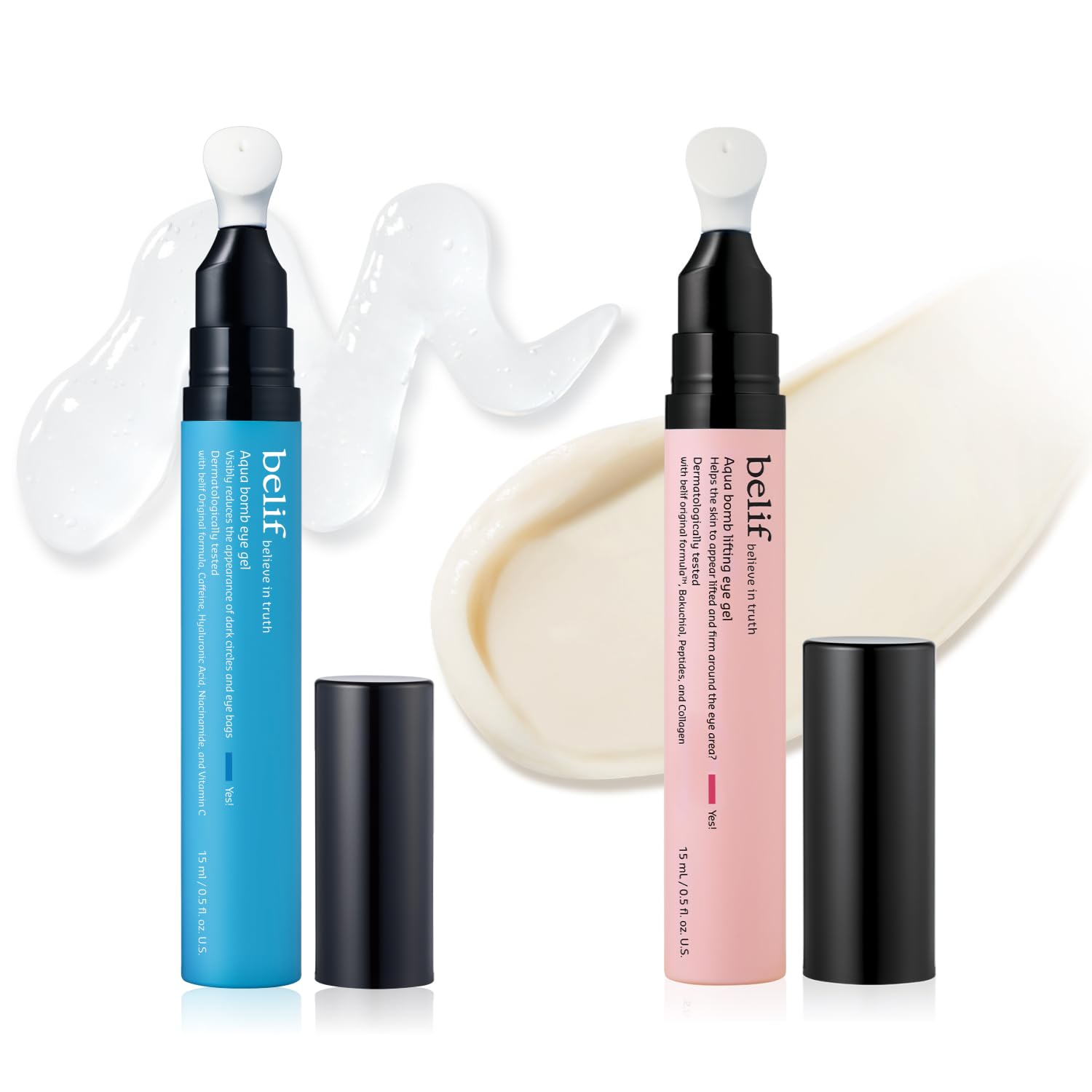 belif Aqua Bomb Eye Gel Duo - Cooling & Firming Eye Gel with Niacinamide, Caffeine, and Retinol for Instant De-puffing, Visible Firming, and Anti-Aging Eye Care