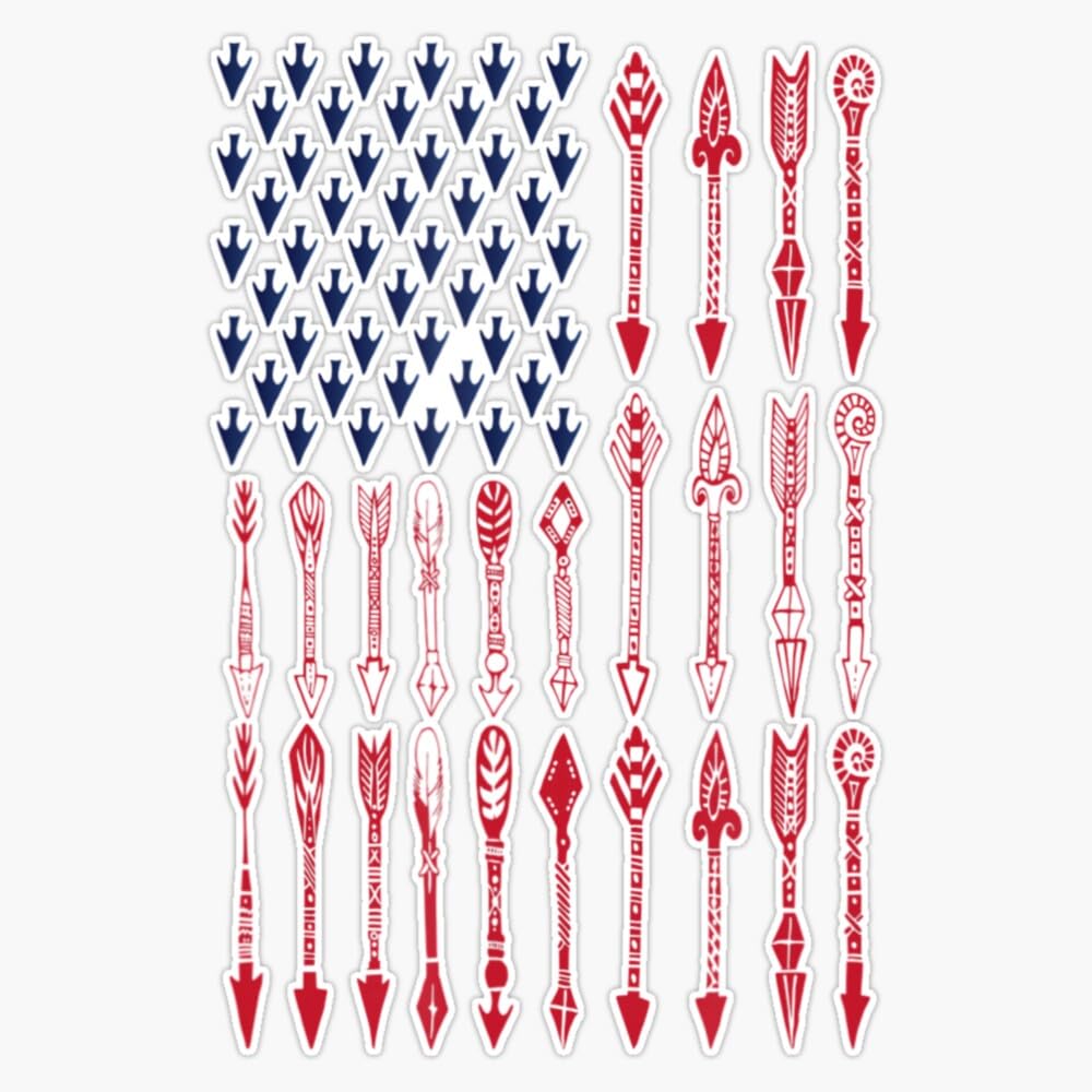 Hunting Bow Arrows Tees Archery American Flag Sticker Vinyl Decal Bumper Sticker 5"