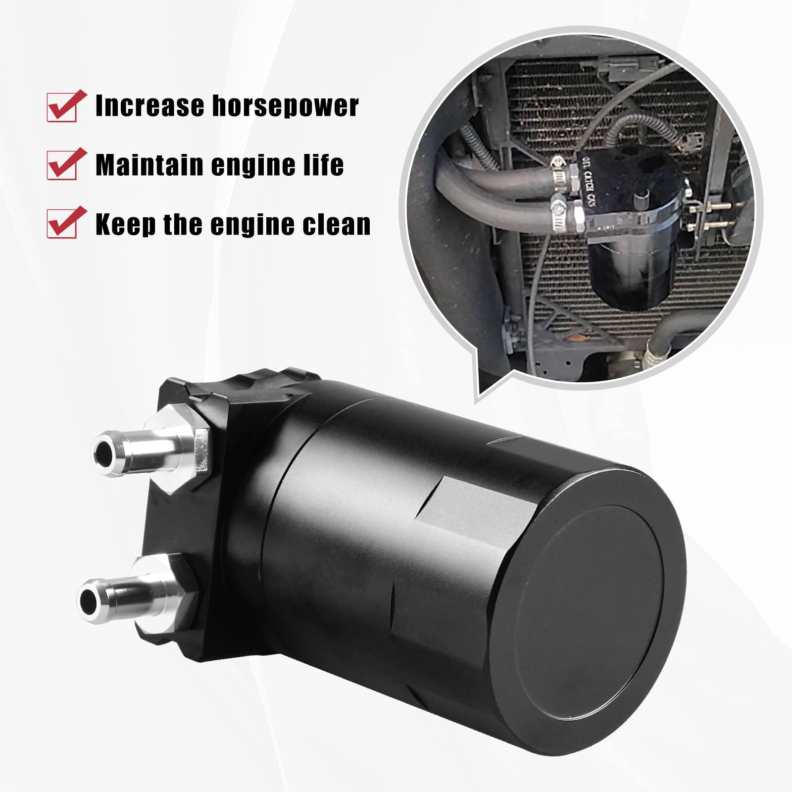RULLINE Uniwersalny zbiornik oleju 350 ml - Polerowany aluminiowy zbiornik na olej 0046, z podstawką - Czarny