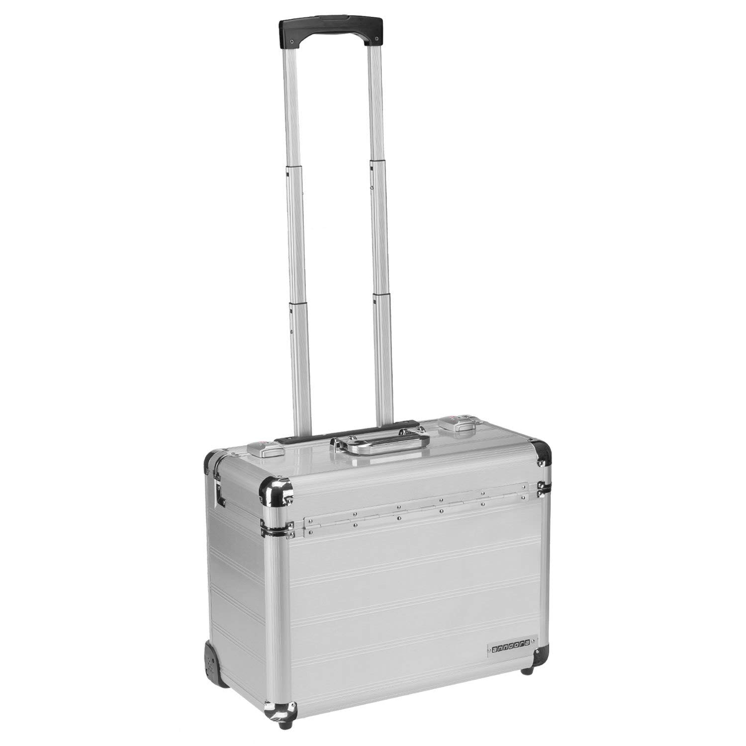 anndora Pilotenkoffer Trolley – Aluminium, 2 Rollen, TSA, Laptopfach