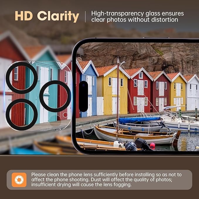 Image of 2 Pack Camera Lens Protector Compatible for iPhone 16 Pro /16 Pro Max, 9H Hardness Tempered Glass Camera Cover, Ultra HD, Anti-Scratch, Case Friendly