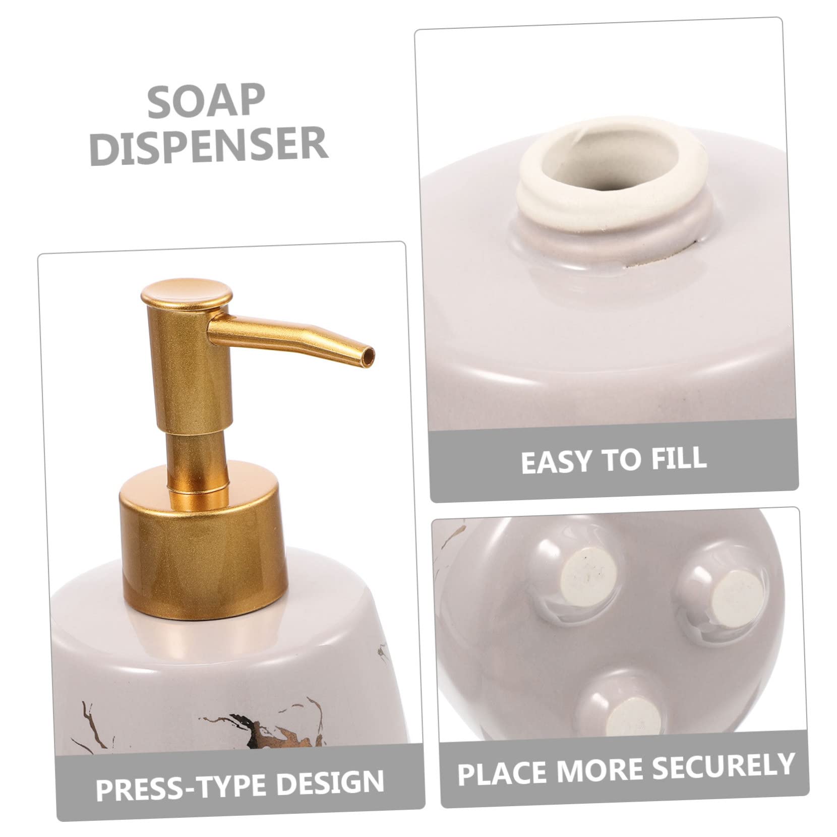 Dispensador de Jabón Recargable de Cerámica Portátil y Reutilizable para Baño Bomba de Prensa, Diseño Moderno y Práctico para Encimera