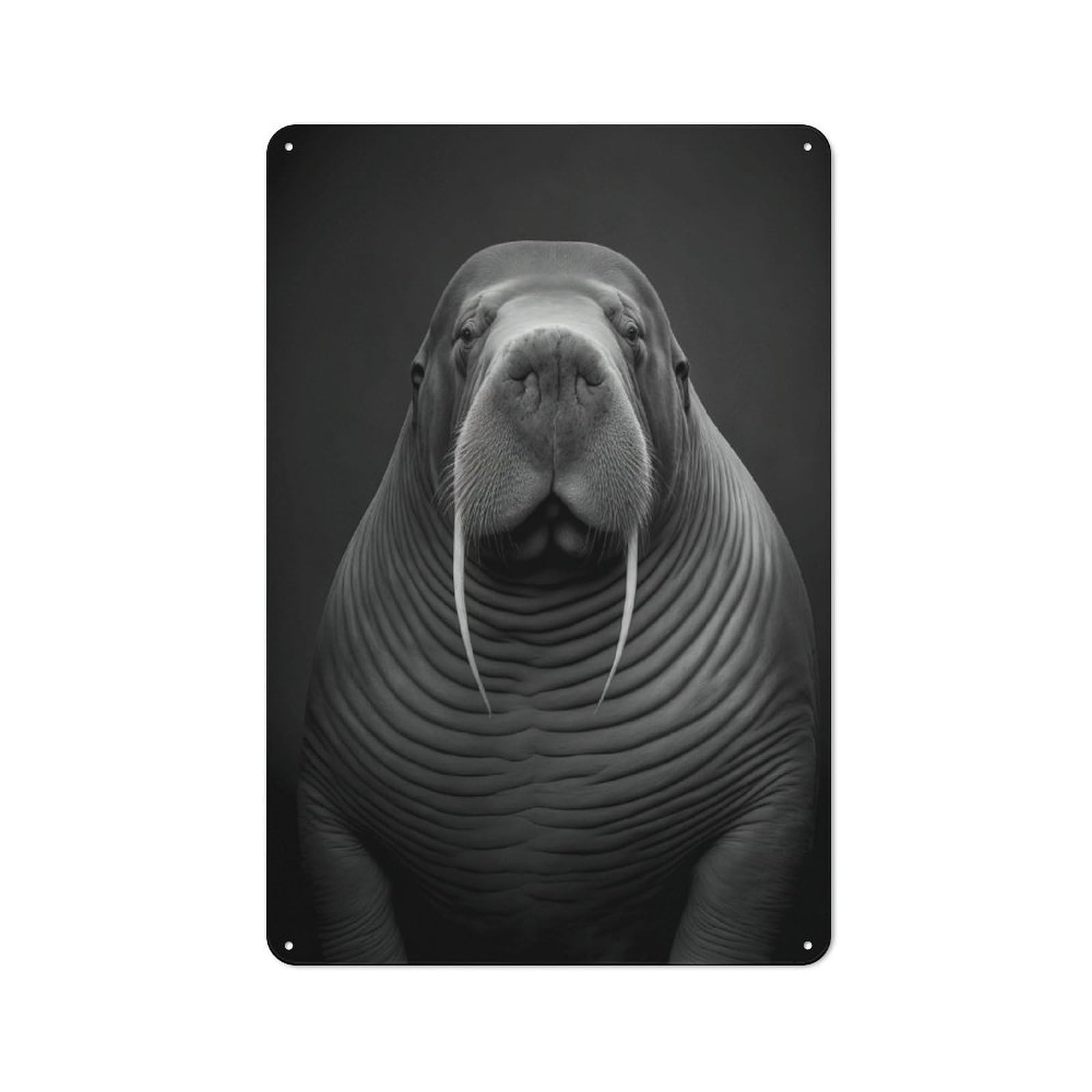 Junmoney Style-24 Portrait Of A Walrus Rustic Metal Plaque 30X20cm For Living Room Or Hallway, For Garage, Workshop And Man Cave Decoration