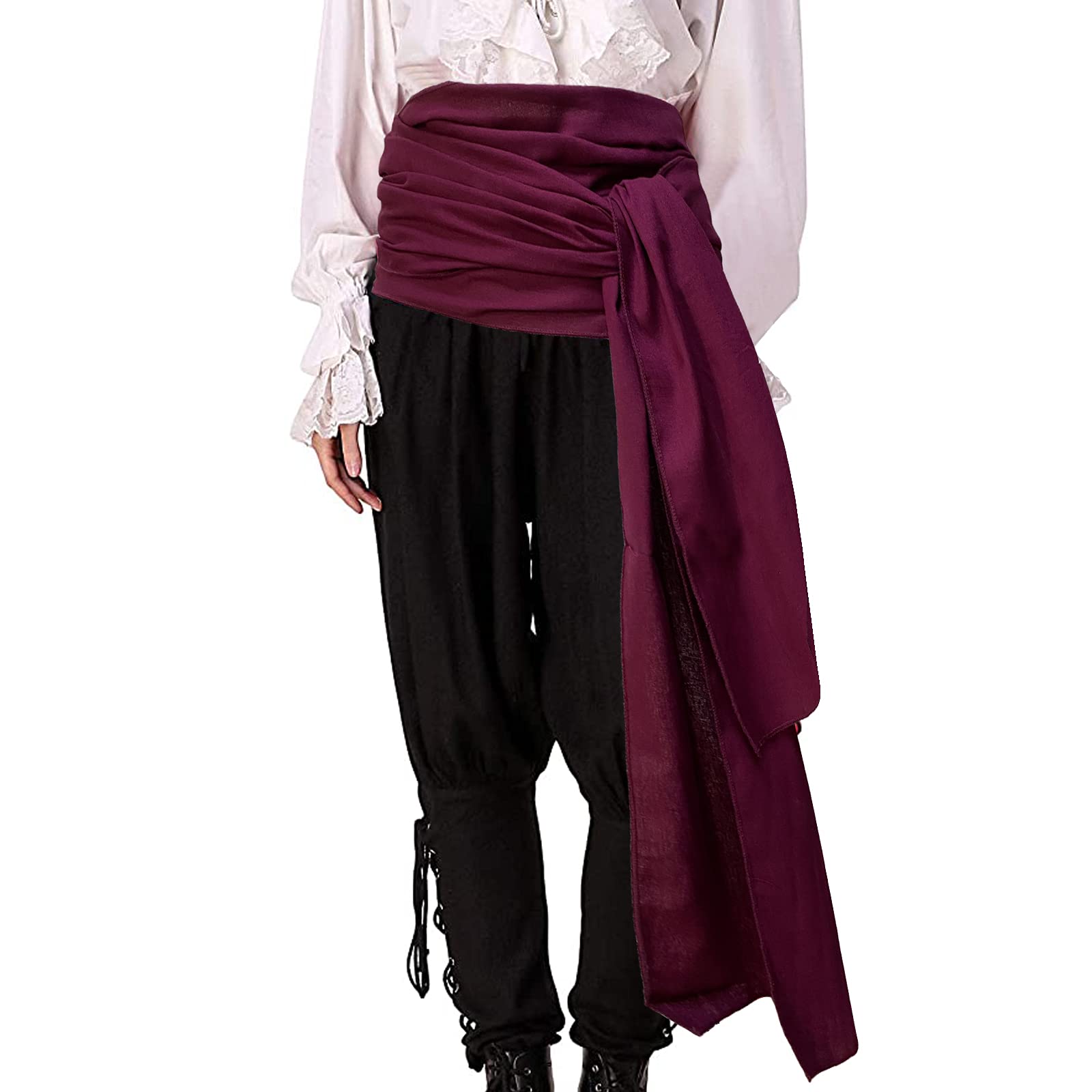 Gamusi Pirate Sash Medieval Renaissance Large Sash Halloween Costume Waist Sash Jack Belt Captain Props - - One size